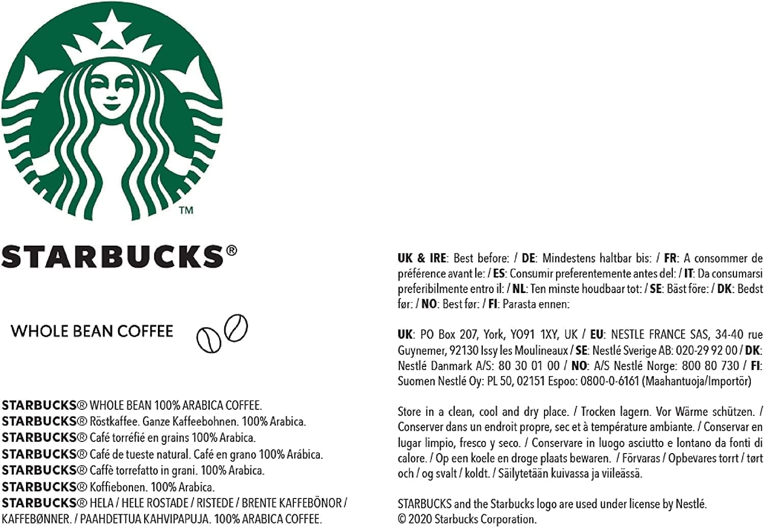 STARBUCKS Holiday Blend Medium Roast Whole Bean Coffee 190g (Pack of 6) 4