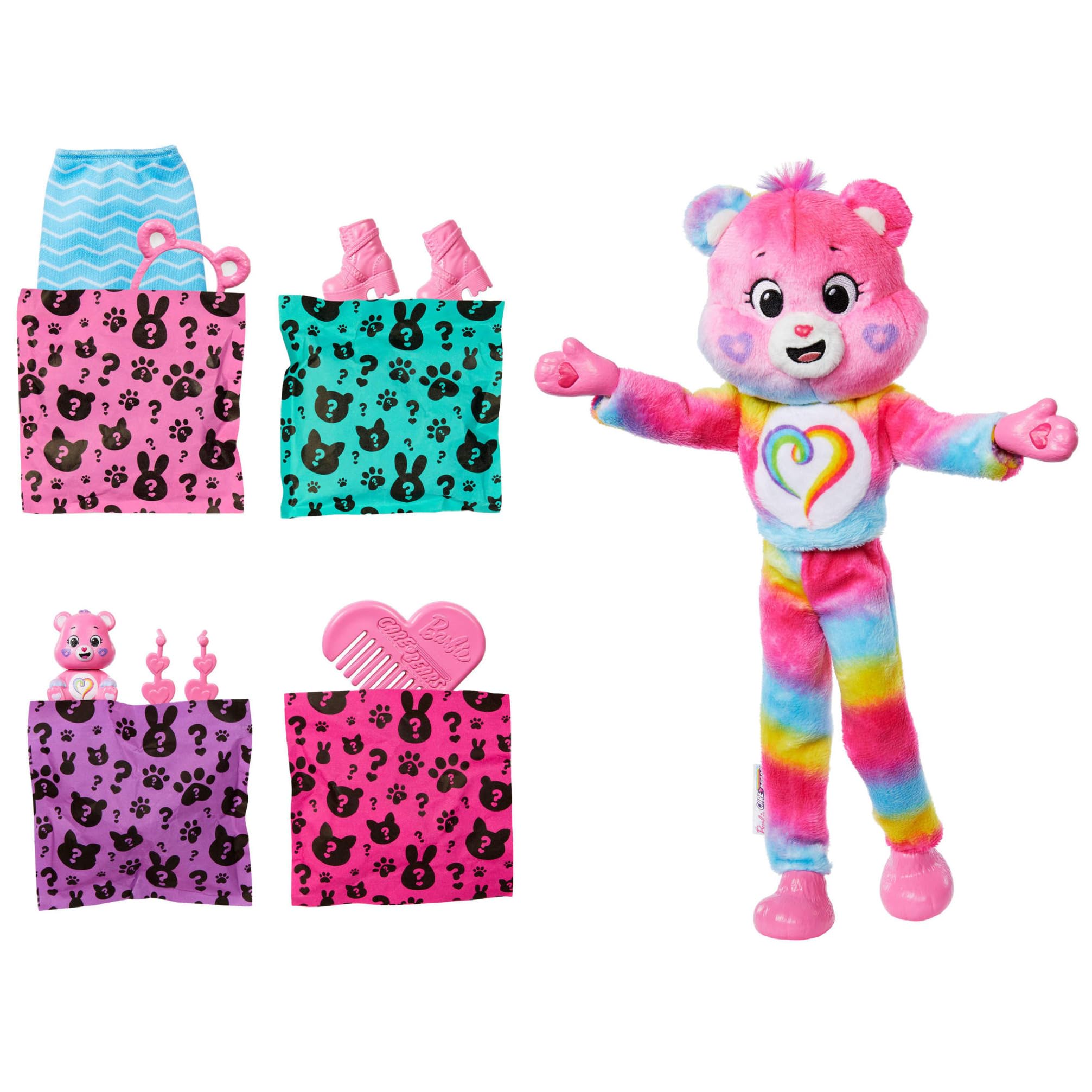 Barbie Cutie Reveal Care Bears Doll & Accessories - Togetherness Bear with 10 Surprises, Color Change & Mini Bear (JFV60) 3