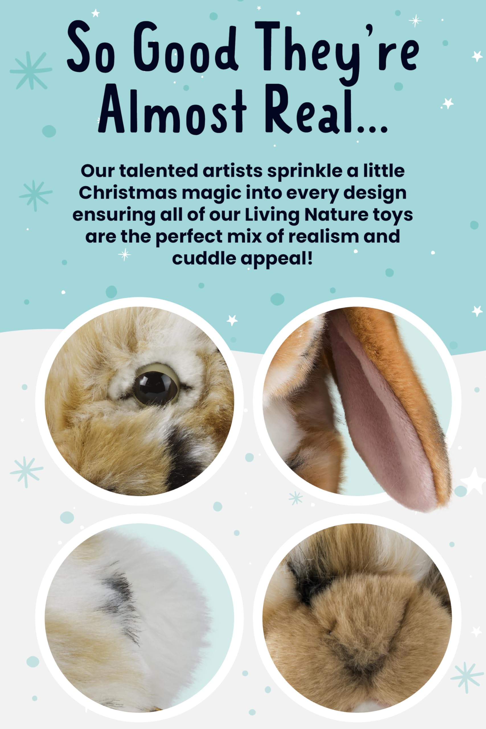 Living Nature Brown Dutch Lop Eared Rabbit Plush Toy - 26 cm Eco-Friendly Stuffed Animal 4