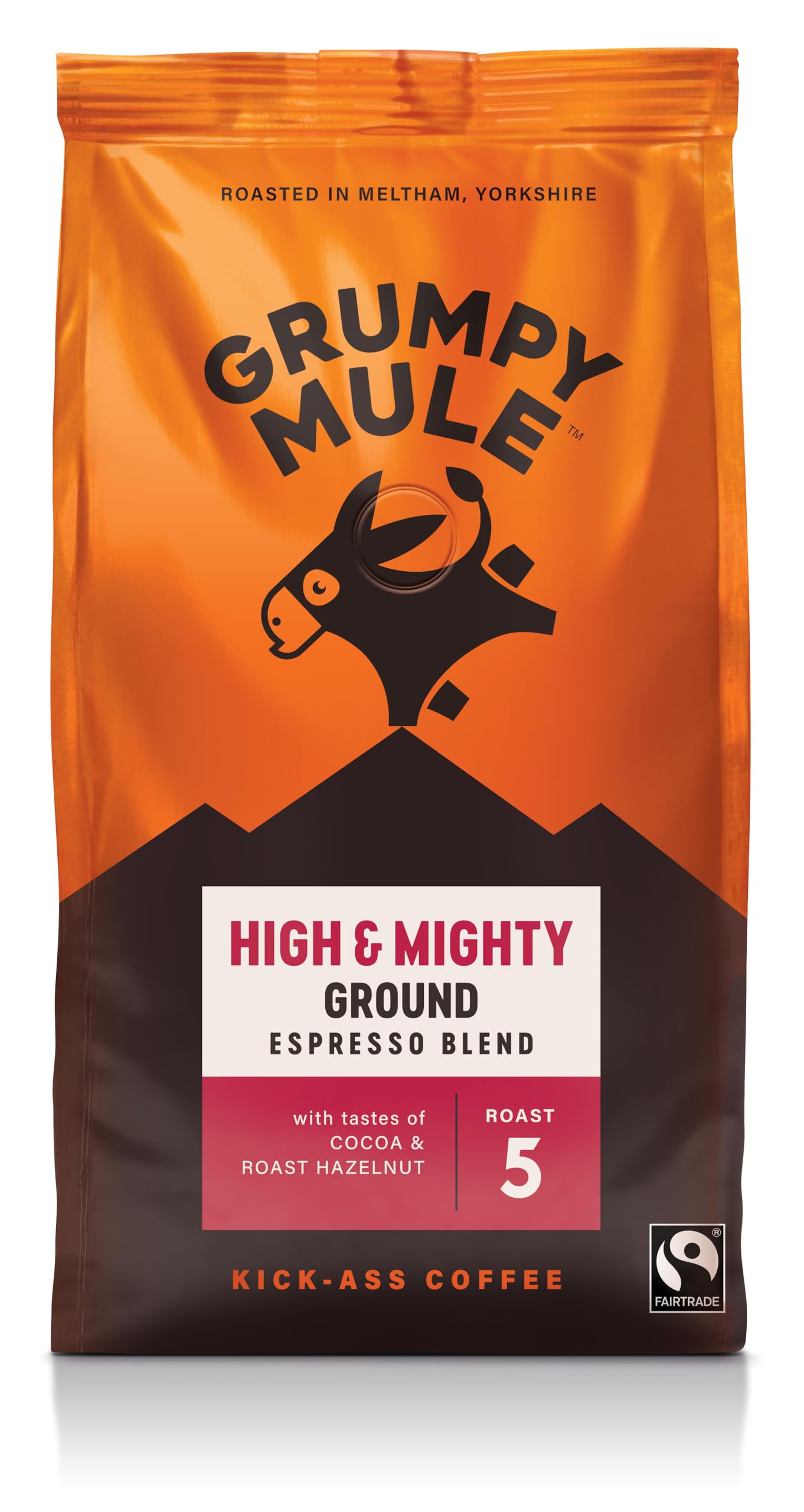Grumpy Mule High and Mighty Espresso Blend Ground Coffee with Notes of Cocoa