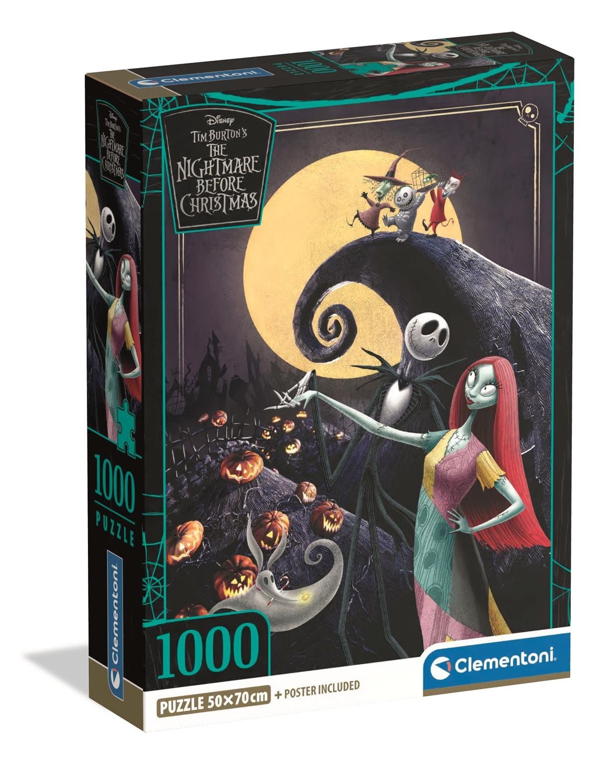 Clementoni 1000-Piece Disney The Nightmare Before Christmas Puzzle - 70x50 cm, Made in Italy