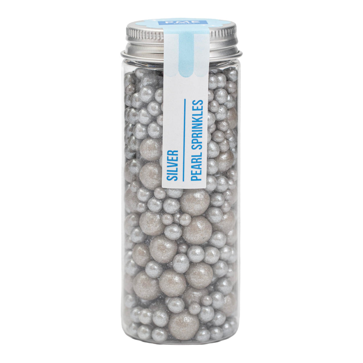 PME Silver Pearl Sprinkles - Mixed Size Edible Sugar Decorations | 76g