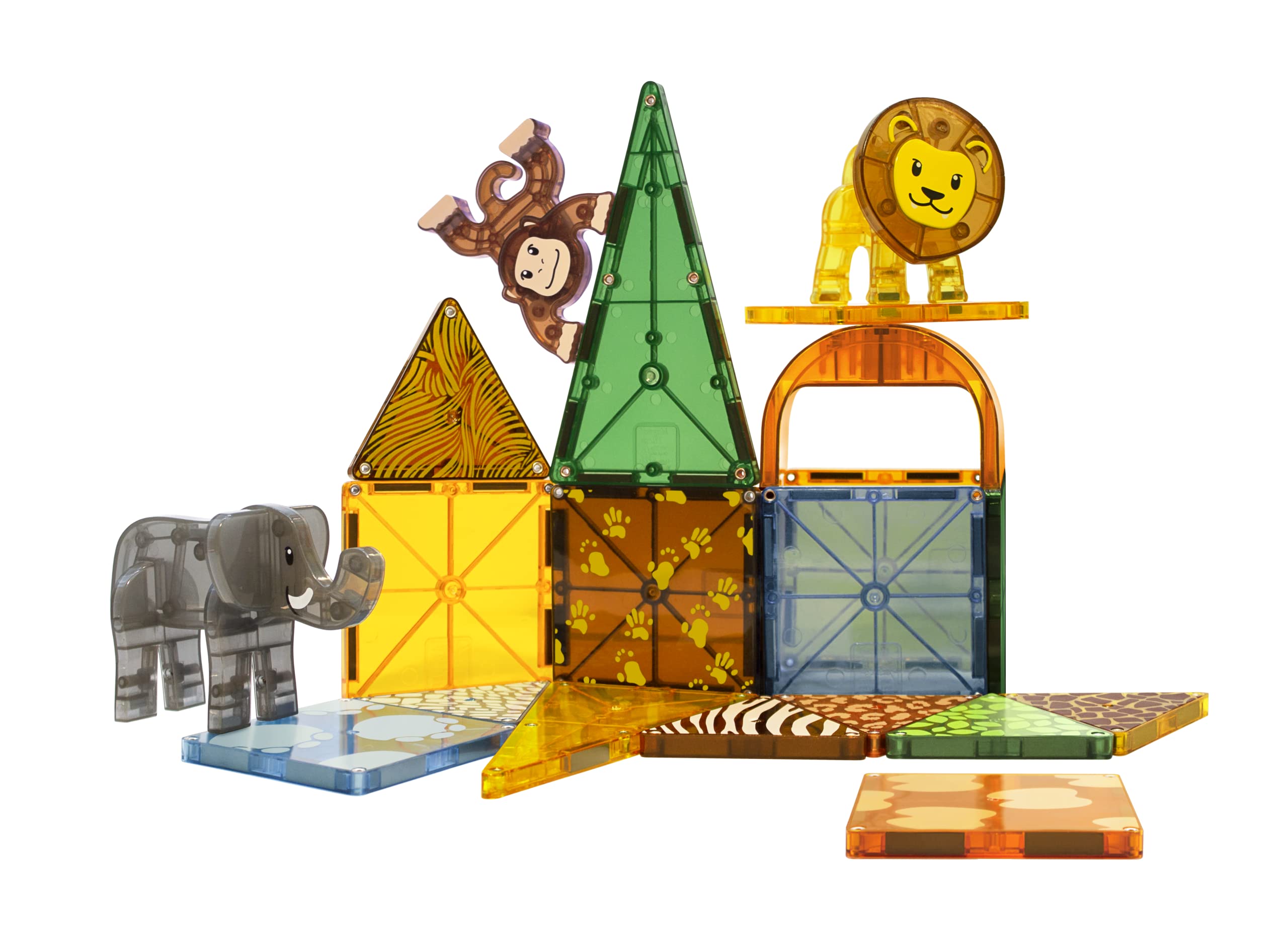 Magna-Tiles Safari Animals 25-Piece Set - 3D Magnetic Building Tiles in Clear Colors 5