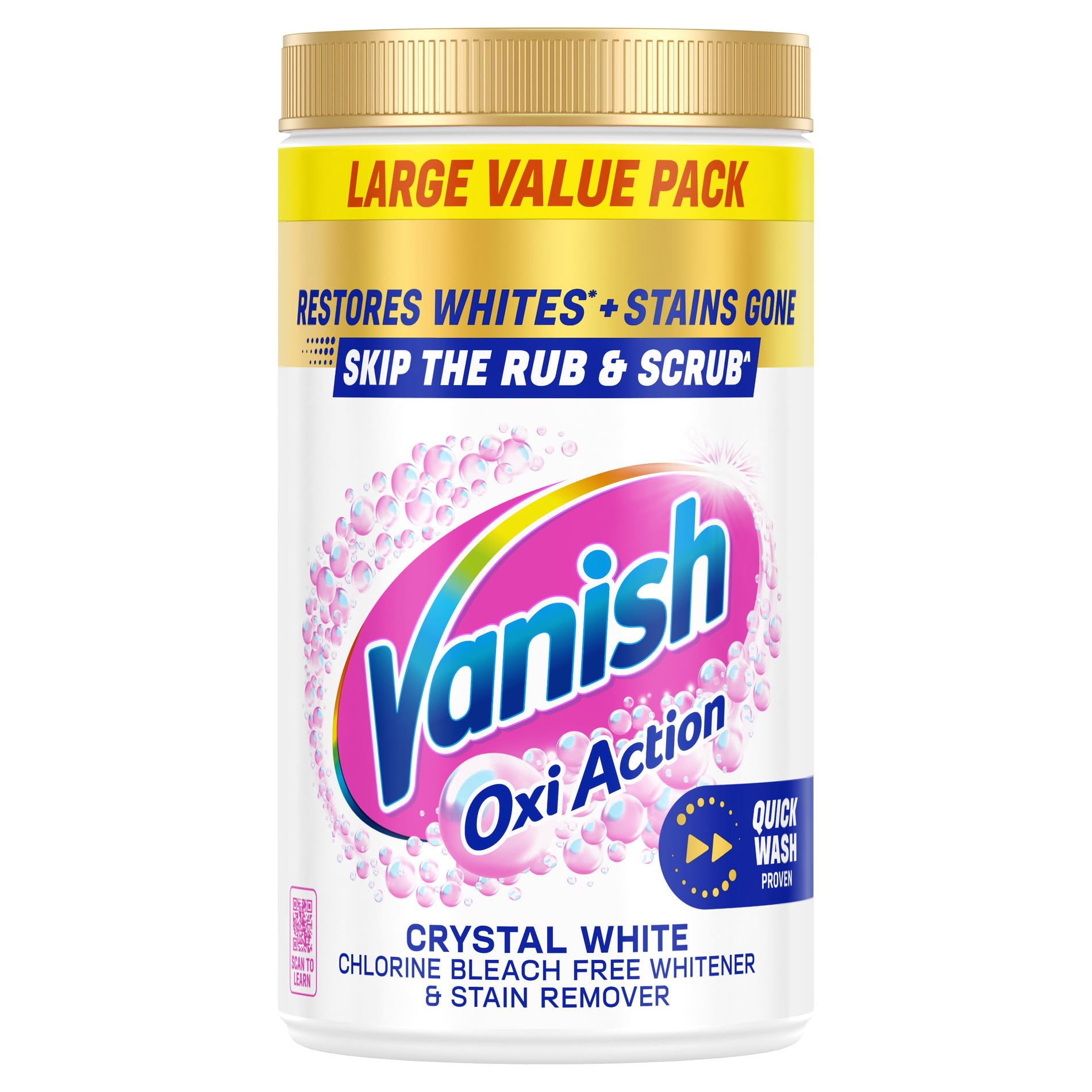 Vanish Crystal White Stain Remover Powder - Restores Whites & Removes Tough Stains | 1.41kg