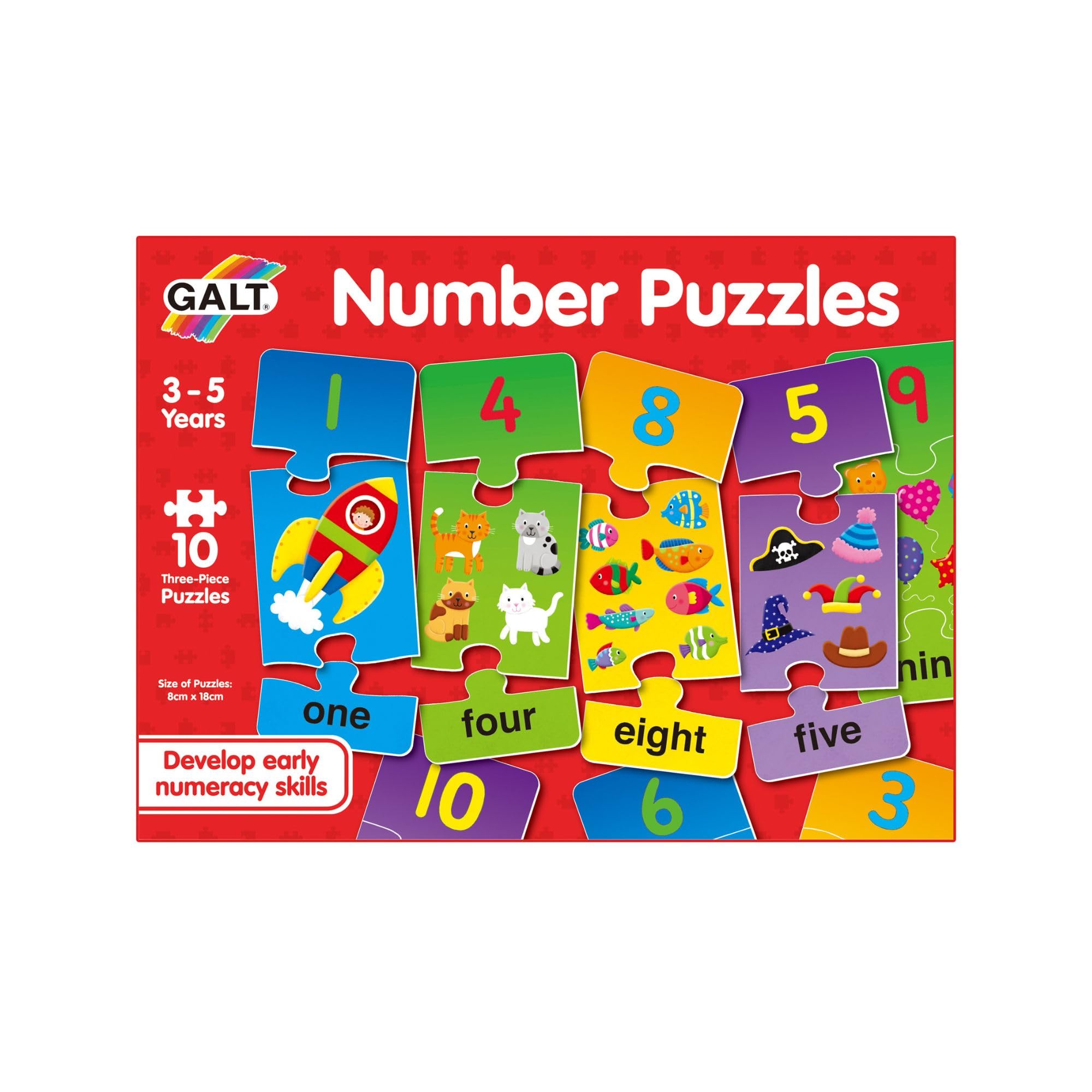 Galt Toys Number Puzzles - 10 Puzzles for Early Counting Skills | Ages 3+ 6
