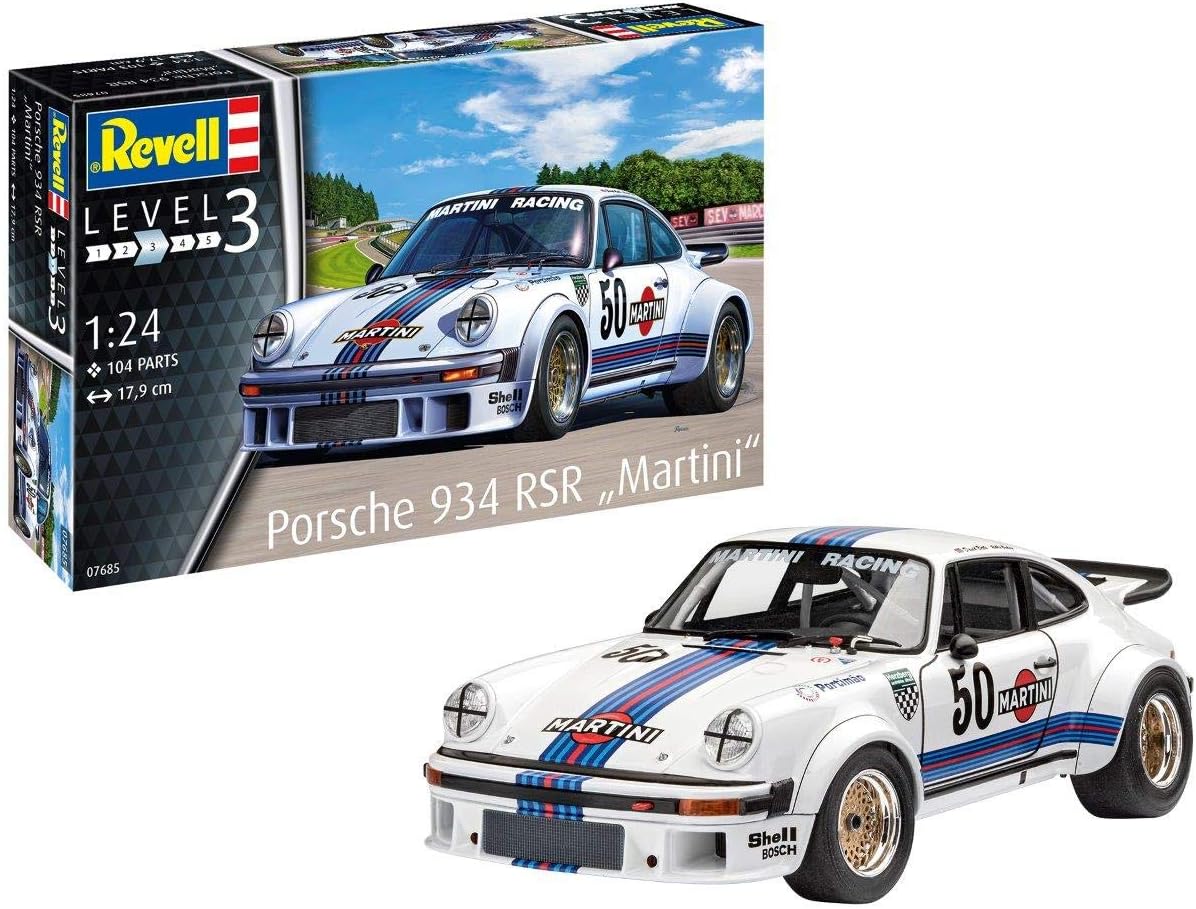 Revell Porsche 934 RSR 'Martini Racing' 1:24 Plastic Model Kit - Building Toy for Ages 3+