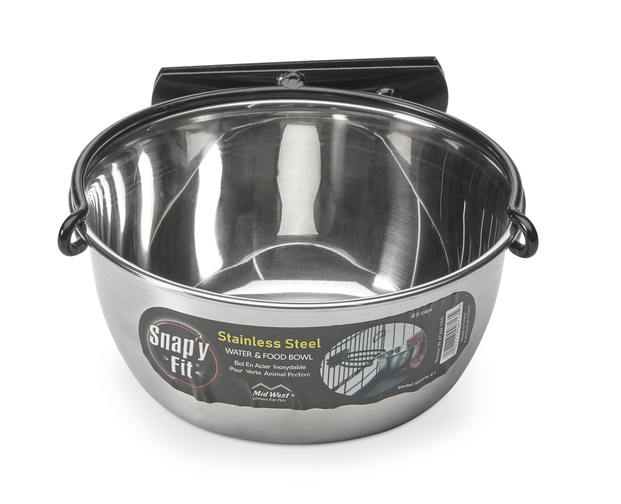 MidWest Homes for Pets Snap'y Fit Stainless Steel Food Bowl | 1 qt Capacity | Rust Resistant