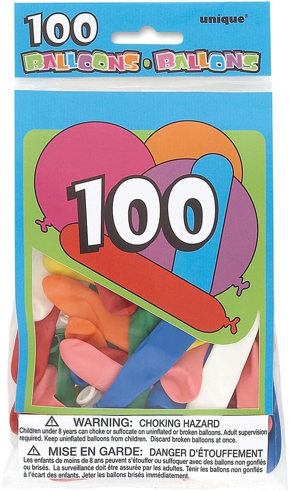 Party Balloons 5198 - Assorted Shapes and Colors Latex Balloons Pack of 100
