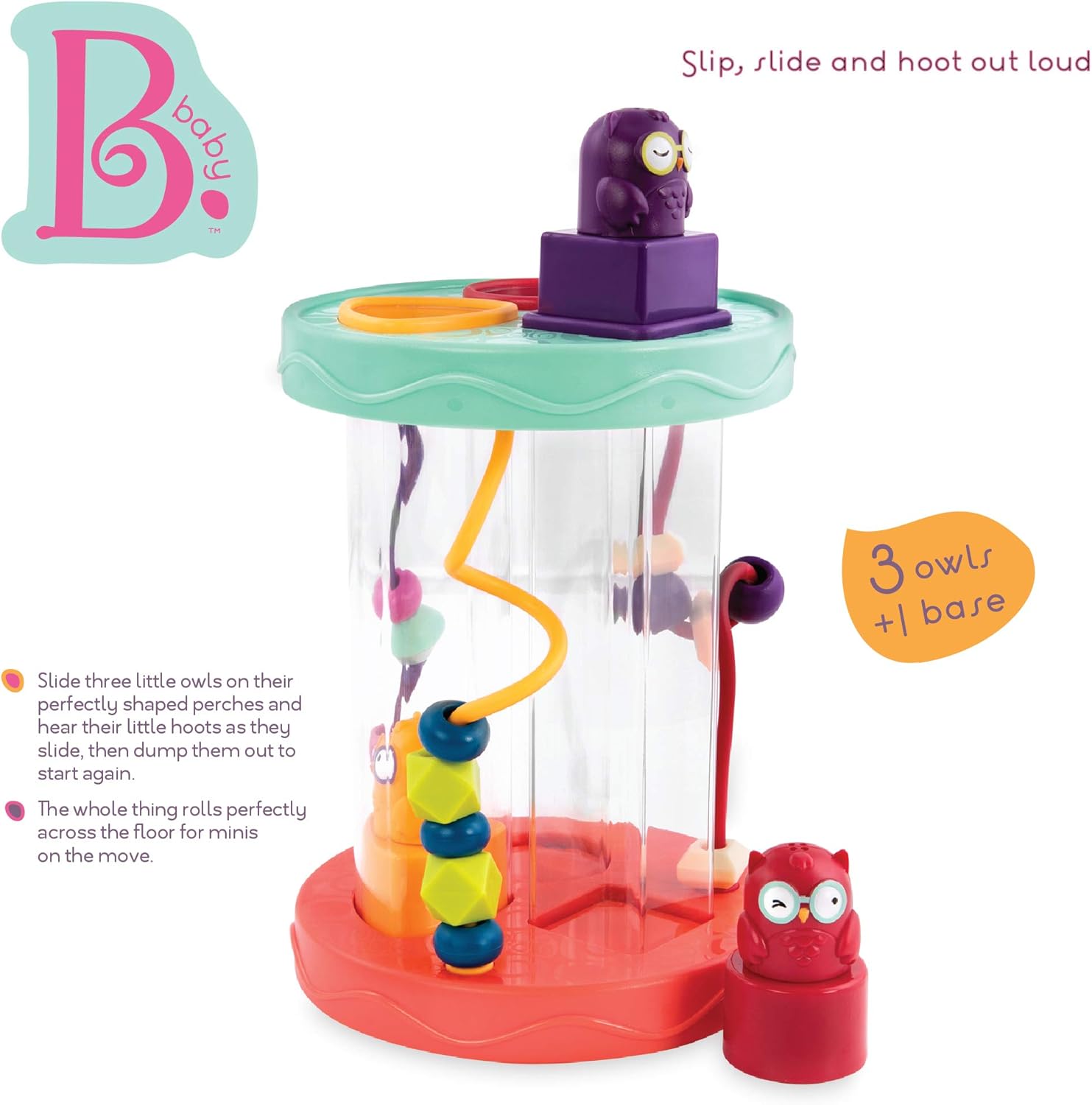 B. Toys Hooty-Hoo Owl Shape Sorter - Educational Baby Toy with Bead Maze & Whacky Sounds 4