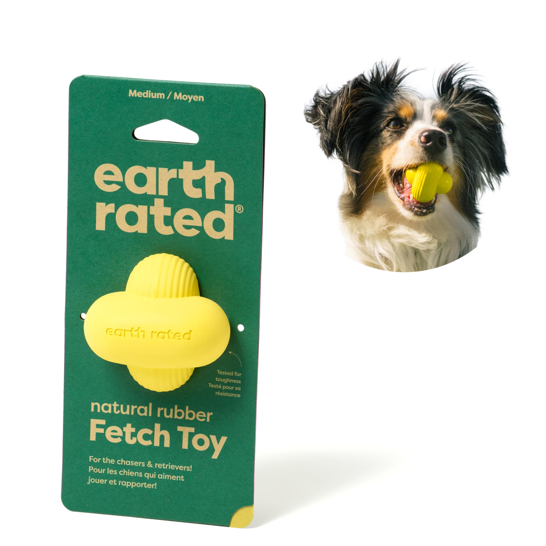 Earth Rated Dog Ball - Interactive Fetch Toy with Unpredictable Bounce | Natural Rubber | Medium Size