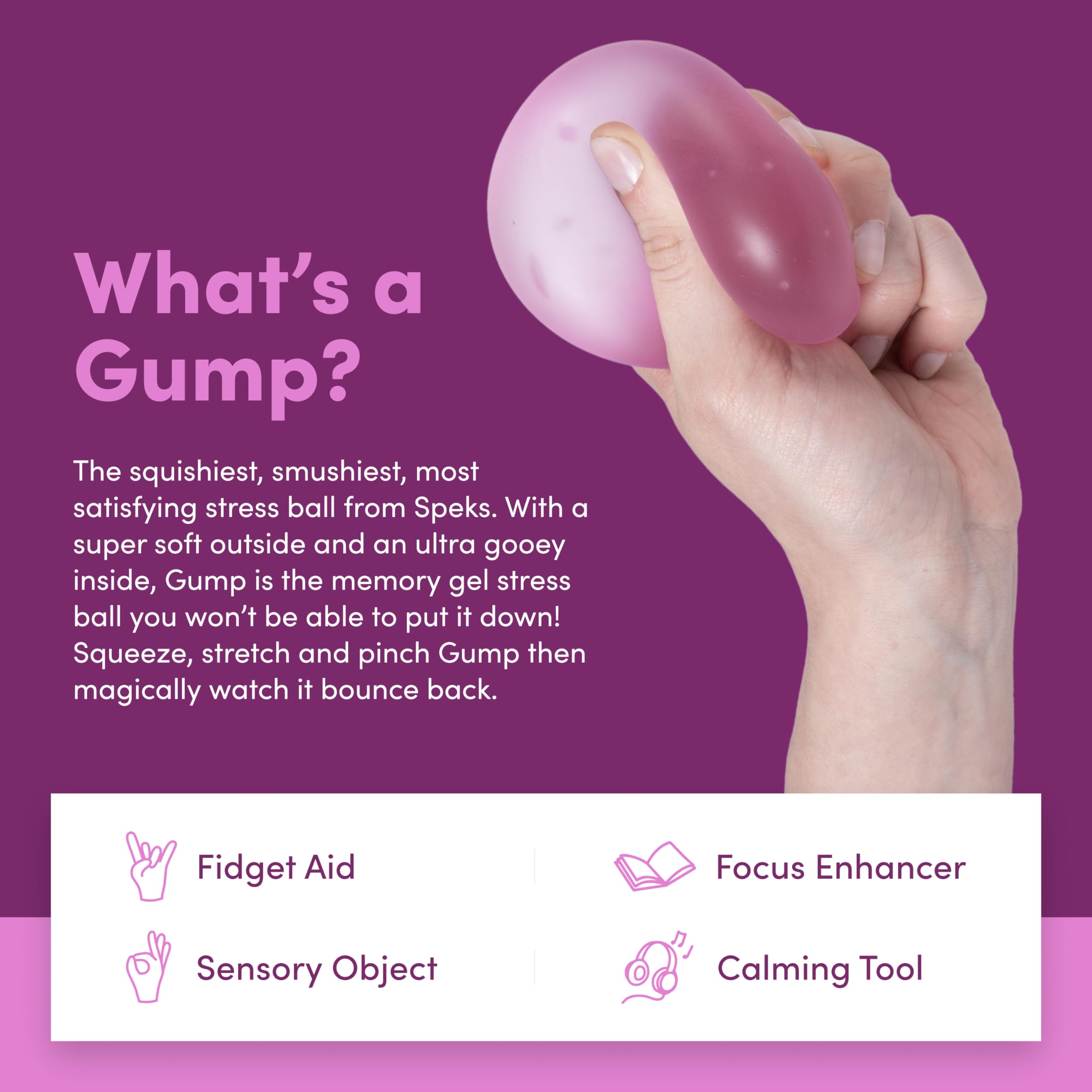 Speks Gump Stress Balls - Silky Soft Memory Gel Squishy Fidget Toy for Adults and Teens 14+ | Moon Jelly 9