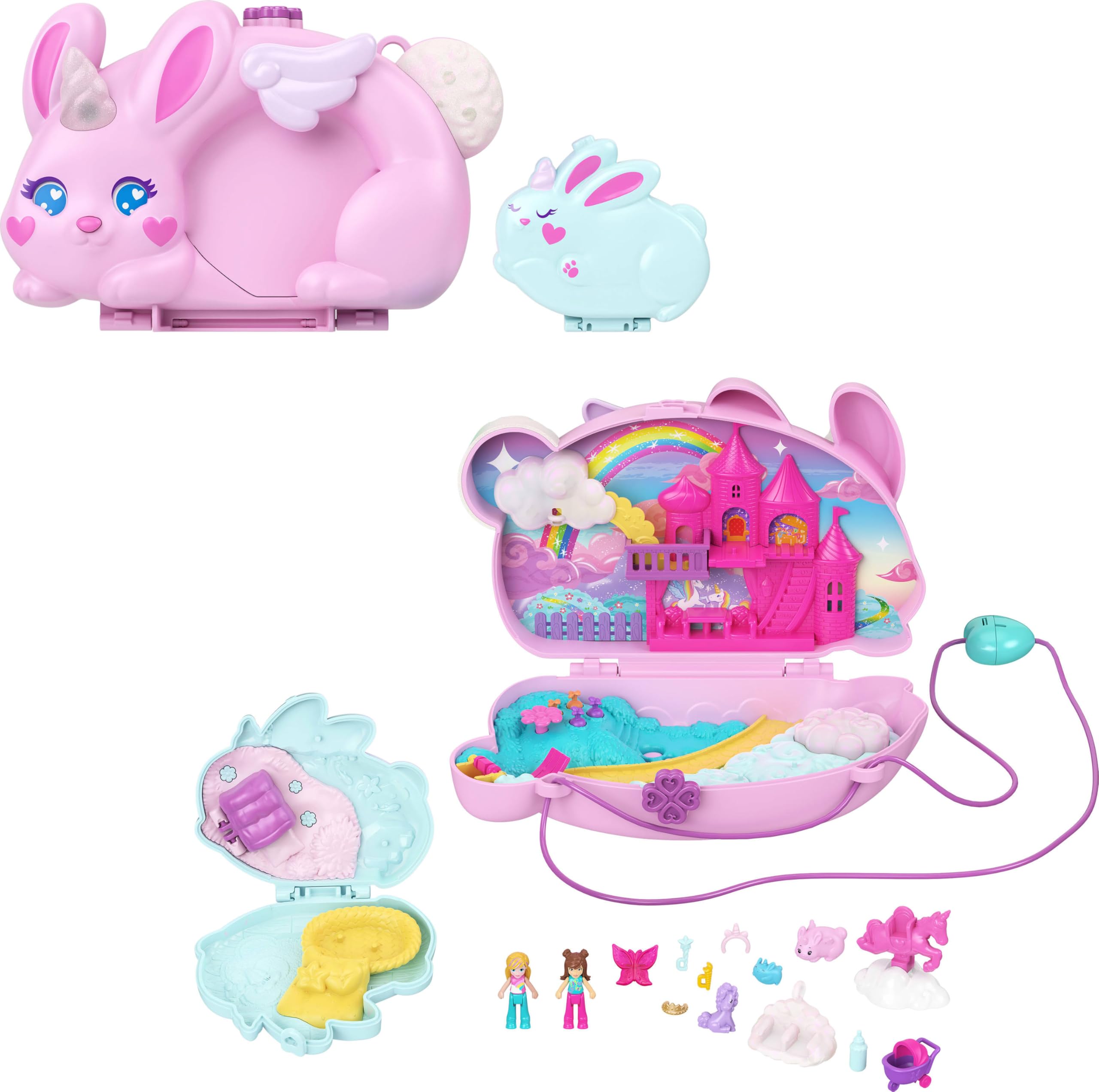 Polly Pocket 2-in-1 Bunny Fun Compact Purse Playset with Micro Dolls & Accessories