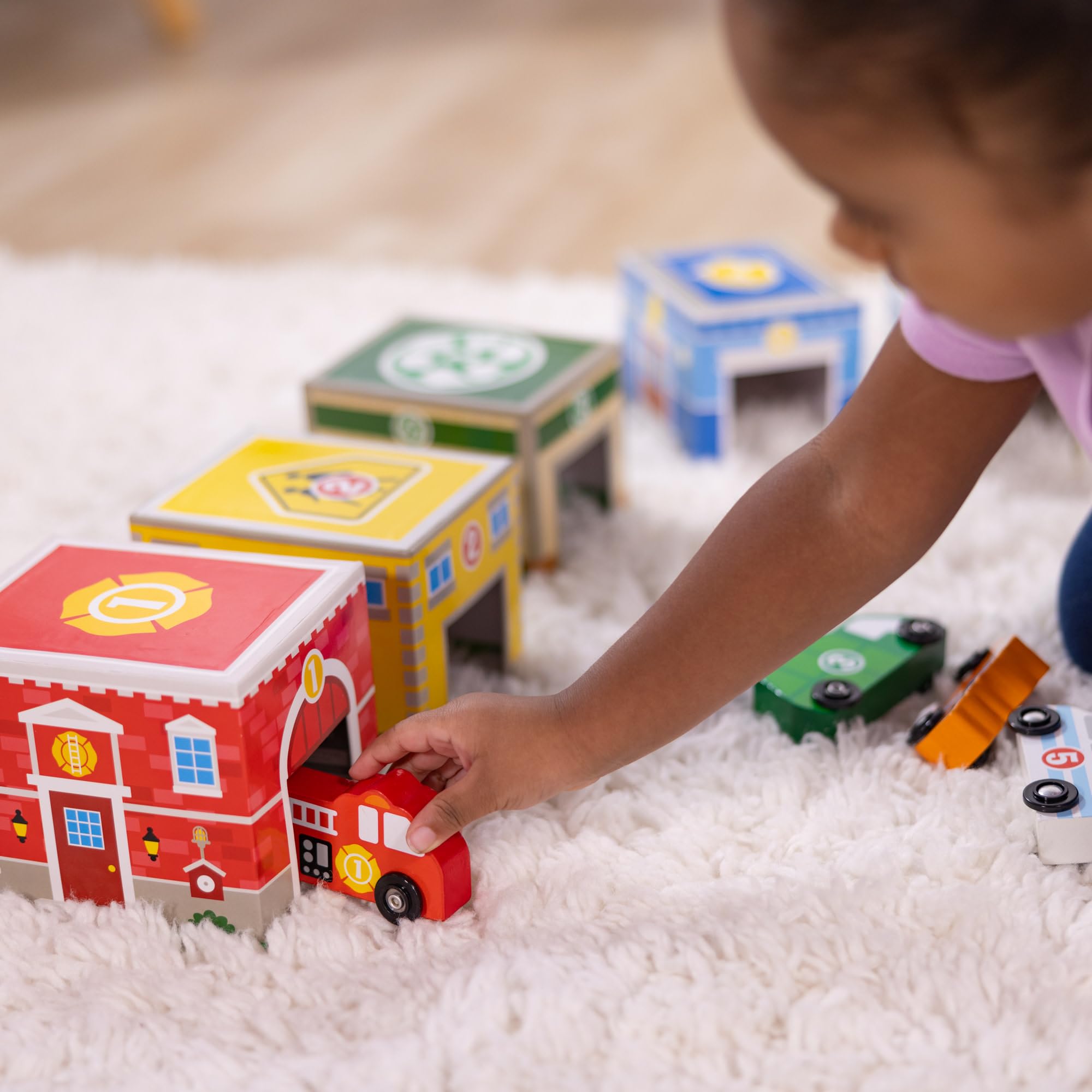 Melissa & Doug Nesting and Sorting Blocks – 6 Buildings & 6 Wooden Vehicles for Ages 2-5 6