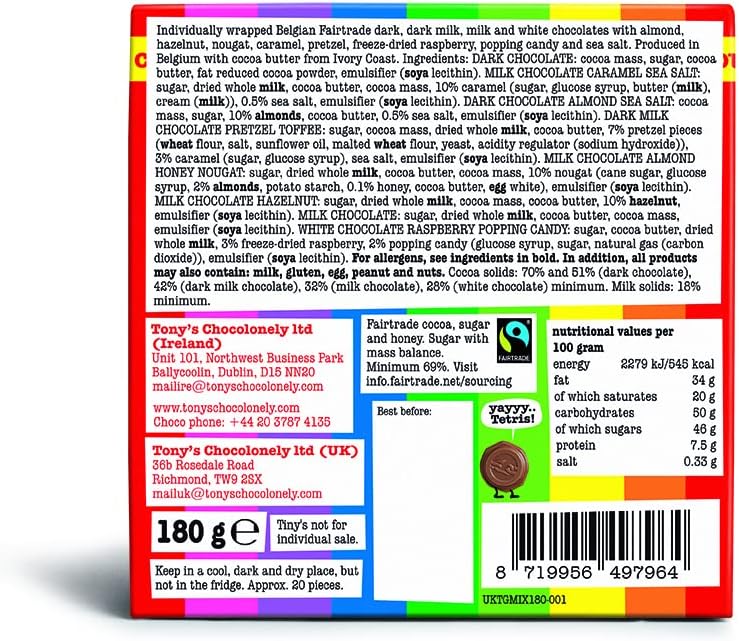 Tony's Chocolonely Tiny Tony's Chocolate Gift Box - 180g, Assorted Mini Fairtrade Chocolates 7