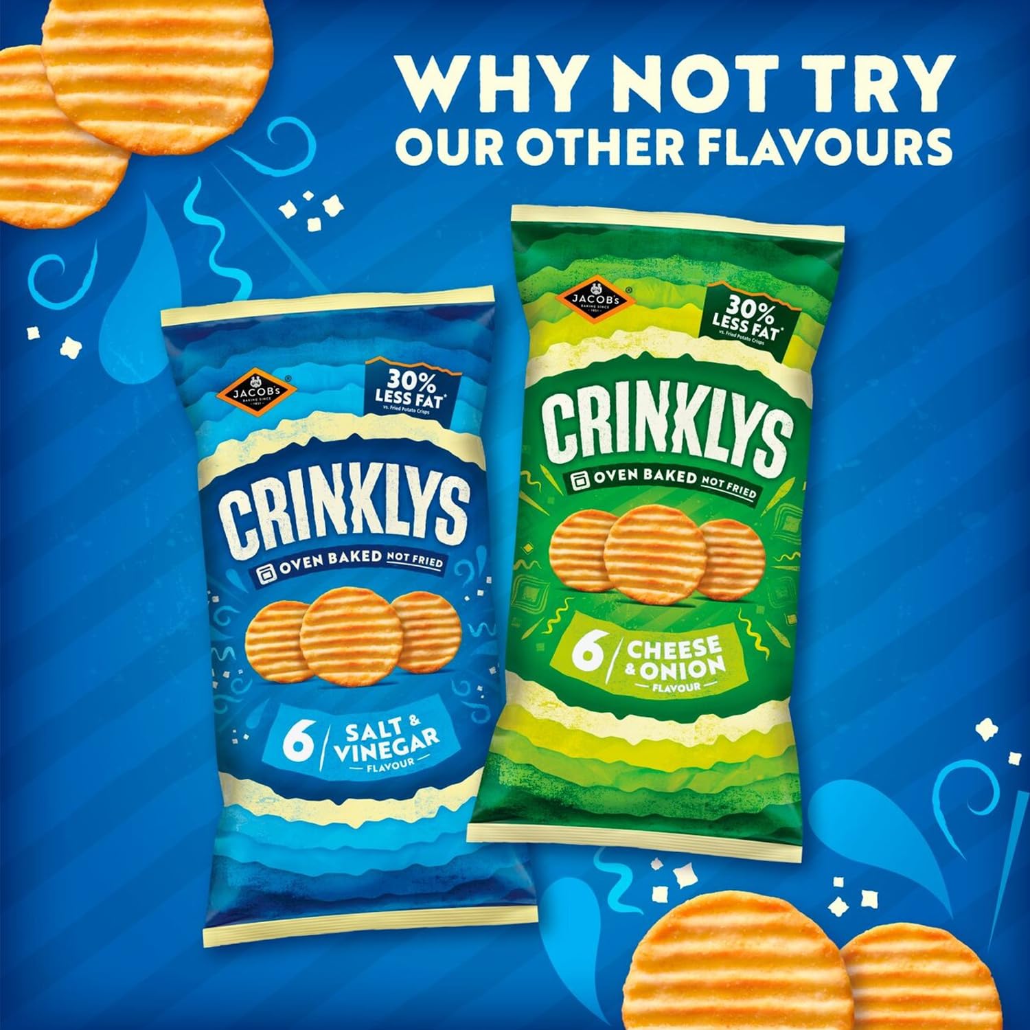 Jacob's Crinklys Salt & Vinegar Baked Snacks Share Bag, 150g 5