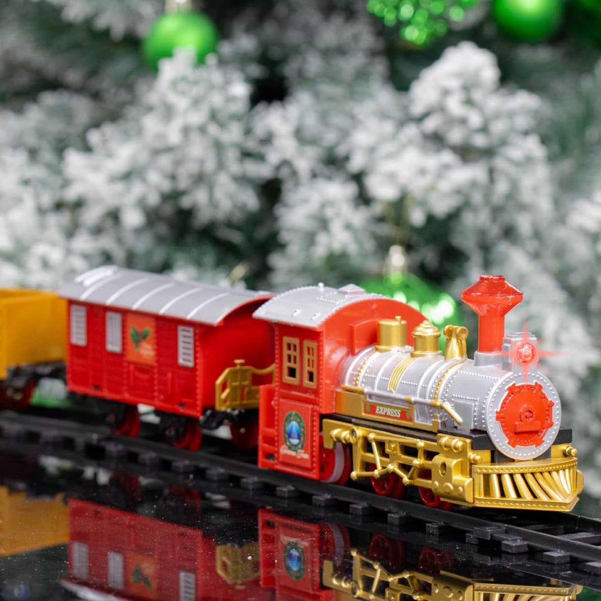 The Christmas Workshop Christmas Train Set - 14-Piece Festive Playset with Lights & Sounds 11
