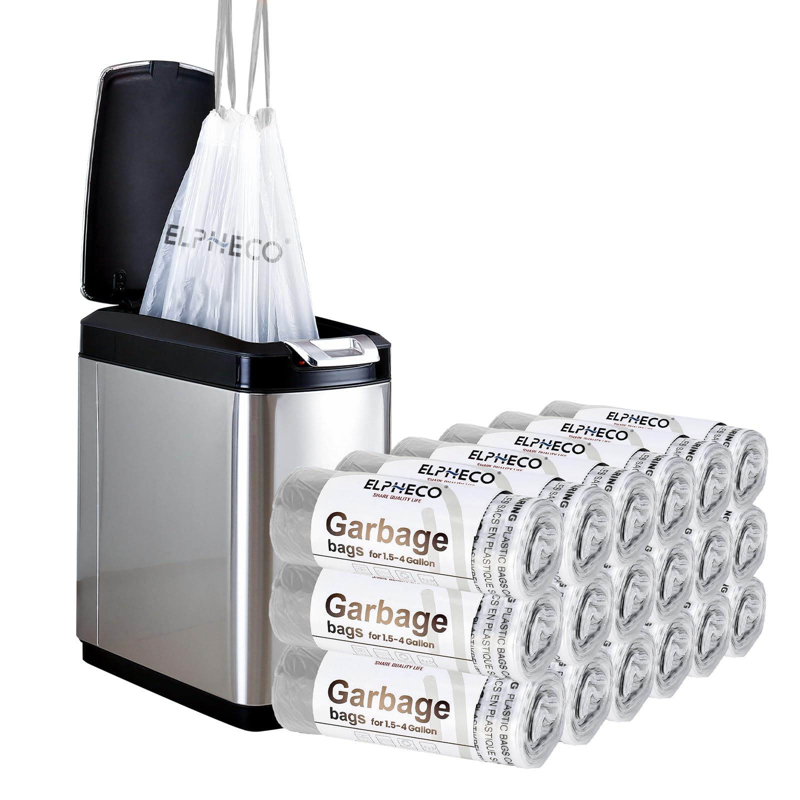 ELPHECO 180-Pack 15L Drawstring Bin Bags - Tear Resistant Trash Liners for Home, Bathroom, Kitchen & Office 6