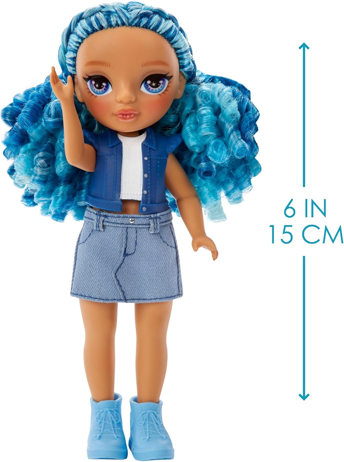 Rainbow High Littles - Sapphire Bradshaw - 14 cm Posable Fashion Doll with Blue Denim Outfit & Magical Yeti Pet 3