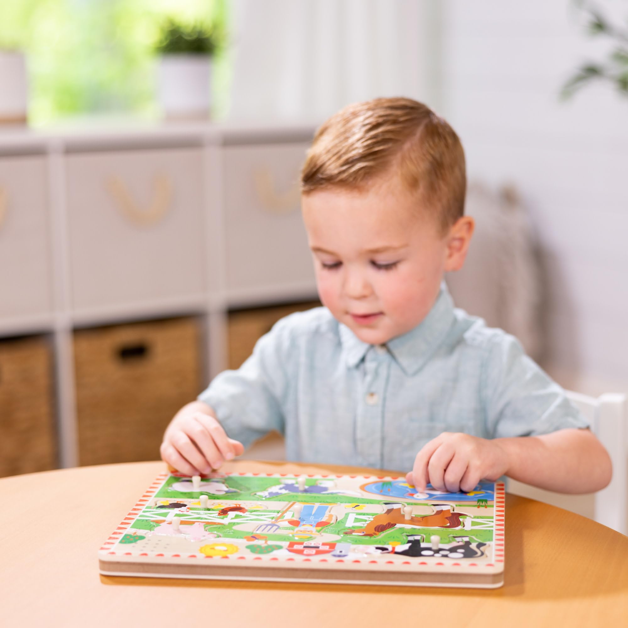 Melissa & Doug Old MacDonald’s Farm Wooden Animal Sound Puzzle - Ages 2+ | Pegged Puzzle