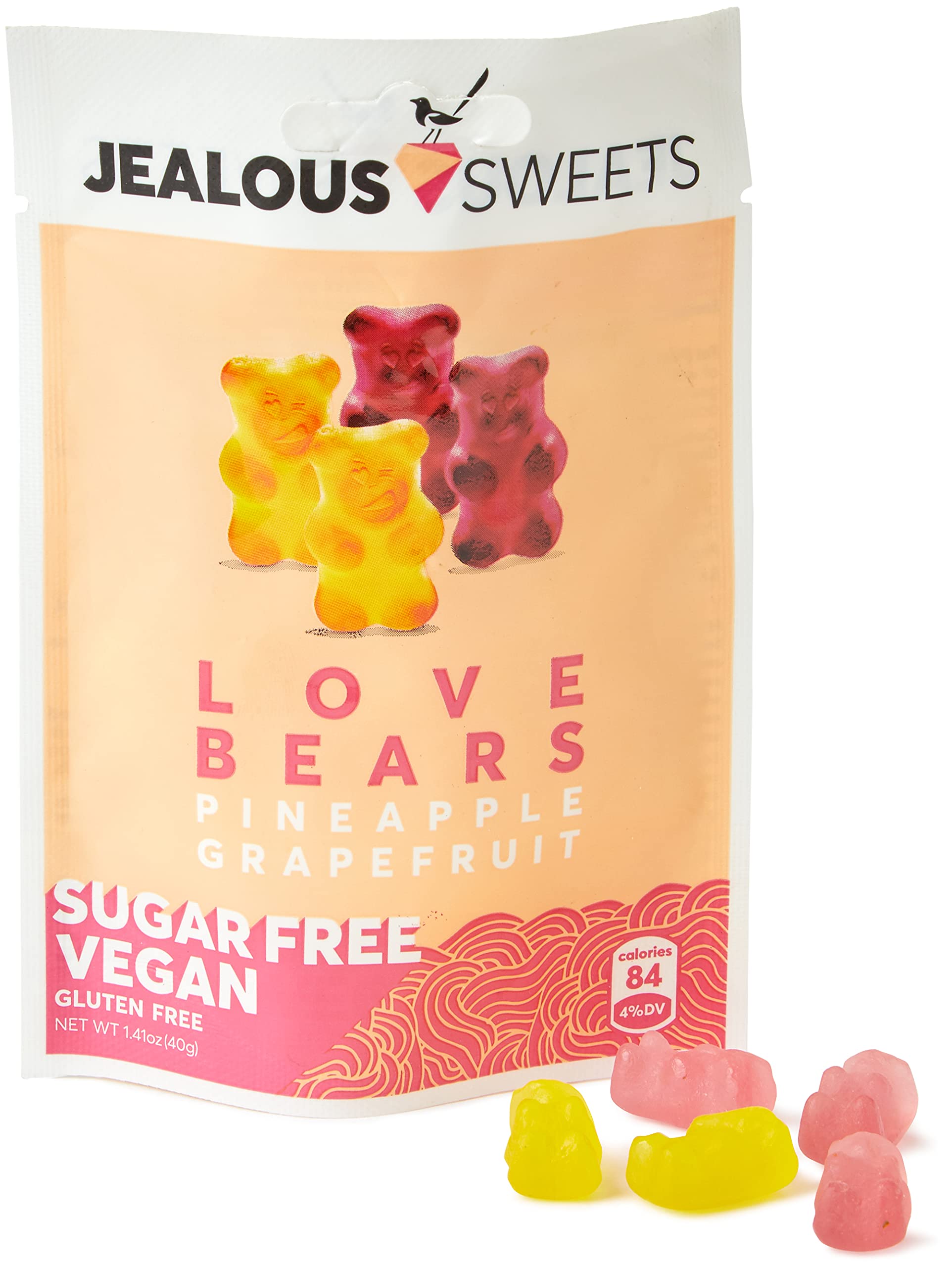 Jealous Sweets Zuckerfreie Liebesbären, 40 g – Vegane und glutenfreie Gummibonbons