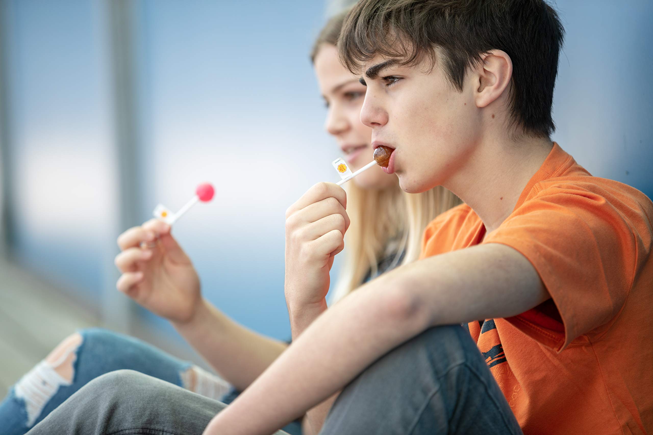 Chupa Chups Sugar-Free Lollipops Assorted Flavors - Cherry, Cola & Strawberry, 50 Count Display Box