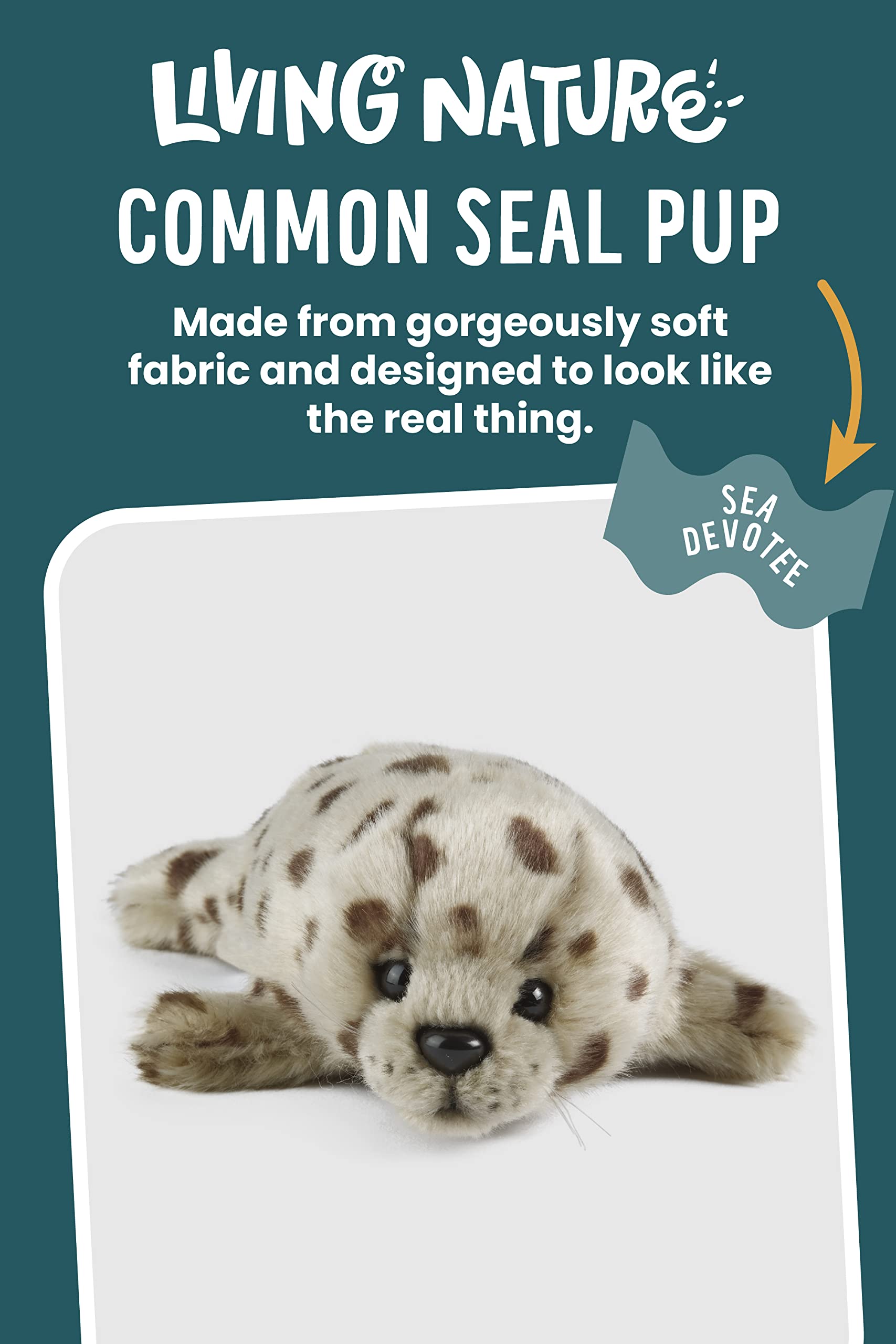 Living Nature Common Seal Pup Plush Toy - Realistic Soft Stuffed Animal with Educational Fact Tag 6