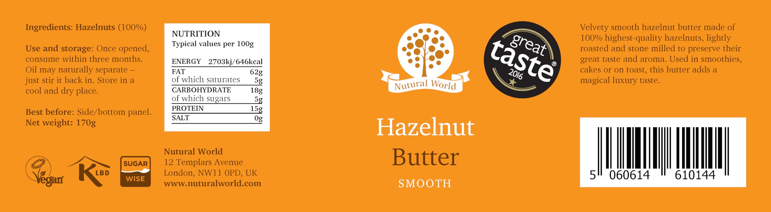 Nutural World – Zarte Haselnussbutter (170 g) – 100 % reine Einzelzutat 5