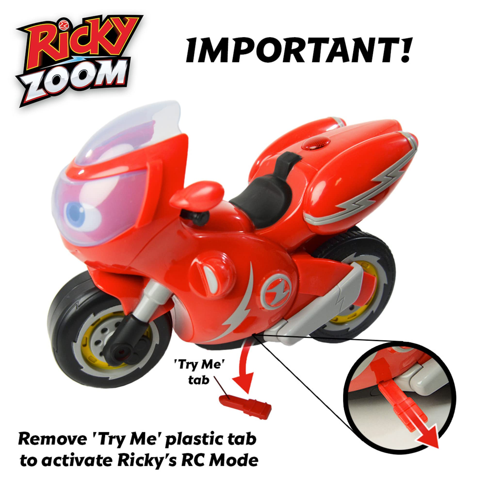 Ricky Zoom T20055A Ferngesteuertes Stunt-Motorrad-Spielset – Wheelie &amp; 360-Grad-Dreh-Action für Kinder 5
