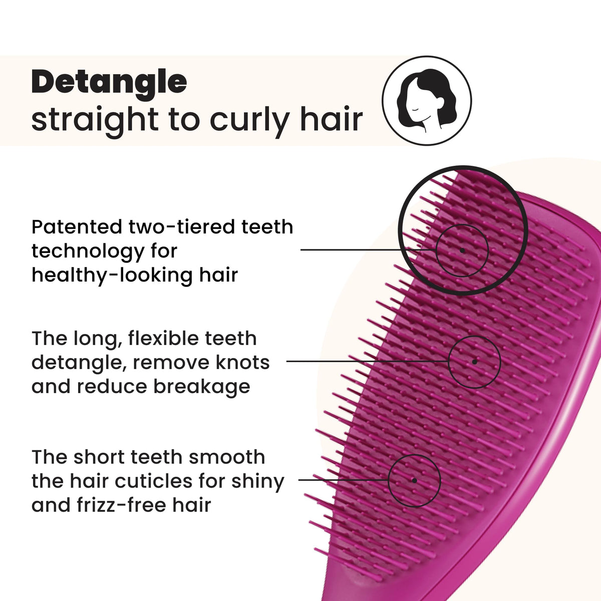 Tangle Teezer Ultimate Detangler Hairbrush - Detangles Wet & Dry Hair, Reduces Breakage | Electric Raspberry Pink