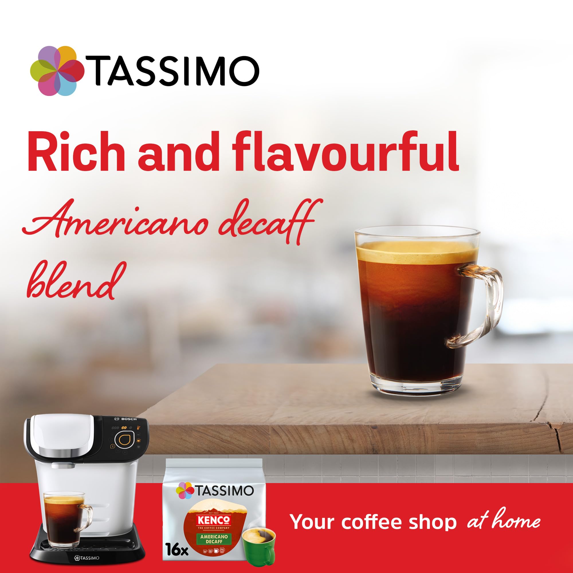 Kenco Americano Decaf Coffee Pods (Pack of 5, 80 T-Discs) for Tassimo Machines 5