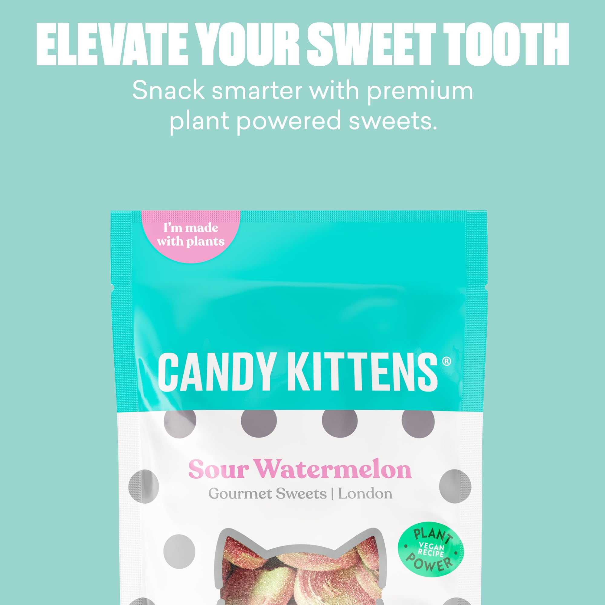 Candy Kittens Sour Watermelon Vegan Sweets – 54g Pack of 12 – Fruity Fizzy Chewy Treats 4