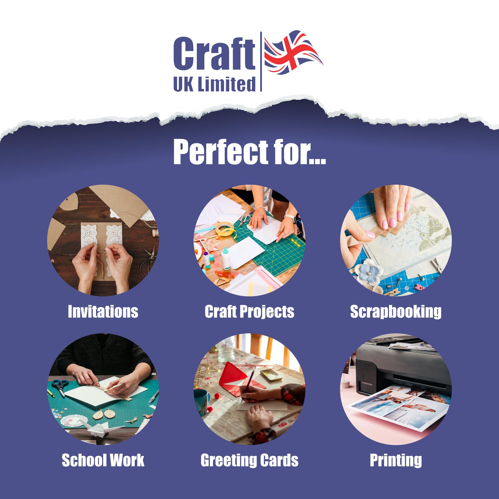 Craft UK W123 White Recycled Linen Card 300 gsm - 100 Sheets A4 5