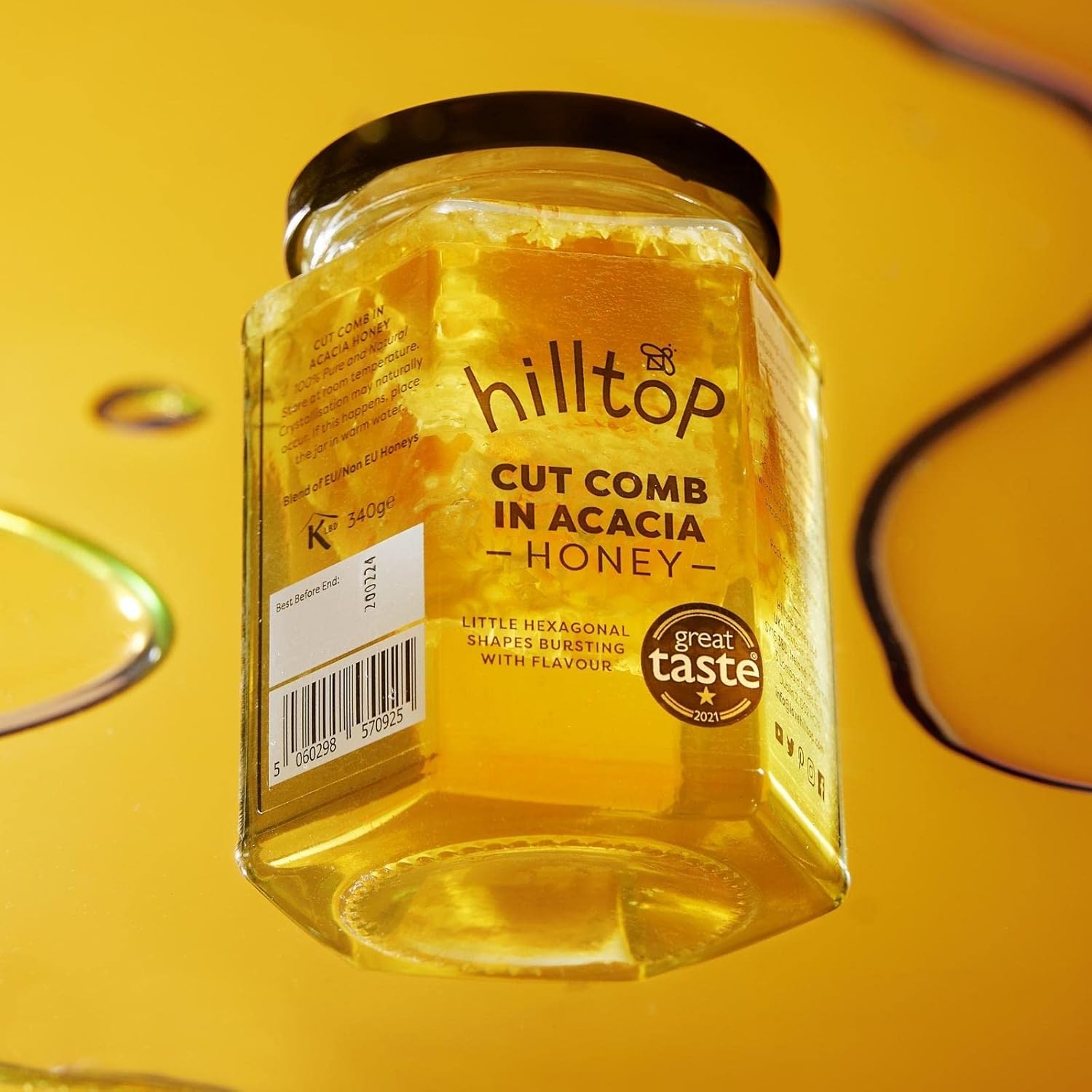 Hilltop Honey - Cut Comb in Acacia Honey 340g 4