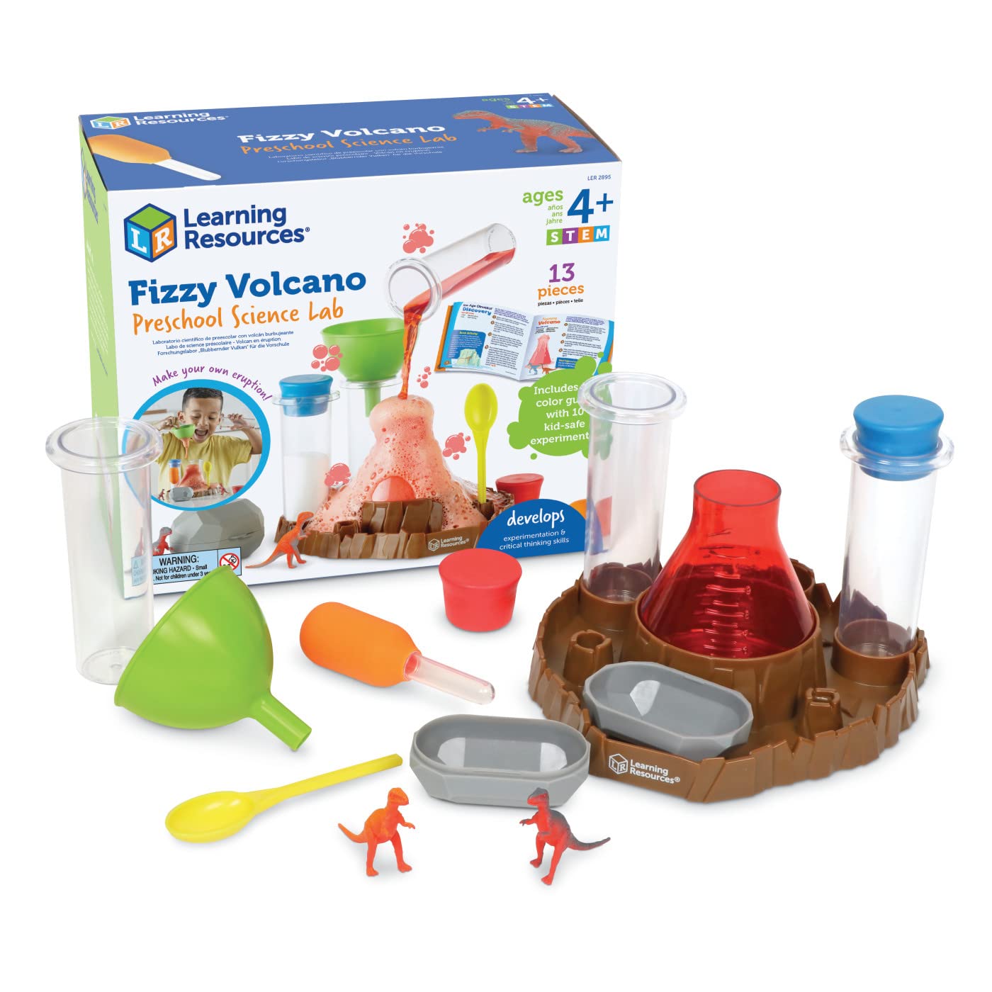 Learning Resources Fizzy Volcano Preschool Science Lab Set Ages 4+, Fizzy Foamy Reactions Chemistry Experiments for Kids, STEM Toys for Kids, 13 Pieces 1