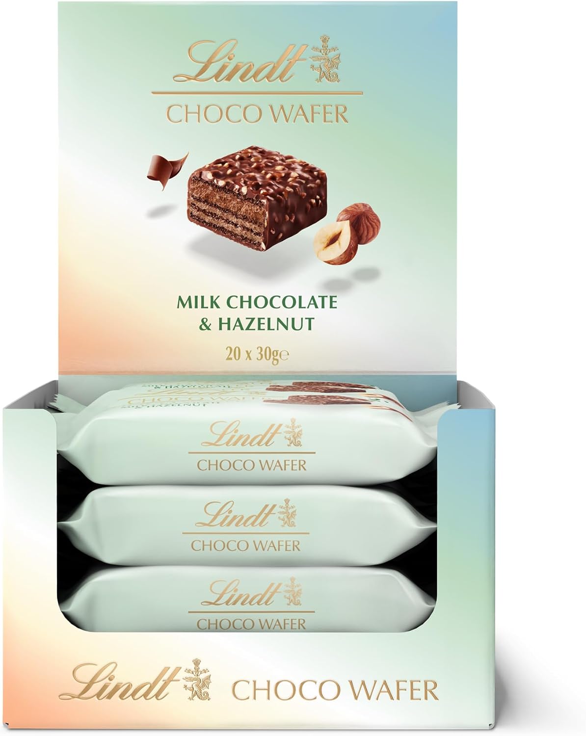 Lindt Choco Wafer Milchschokolade &amp; Haselnuss Leckerbissen-Packung 30 g (Karton mit 20 Stück) 3