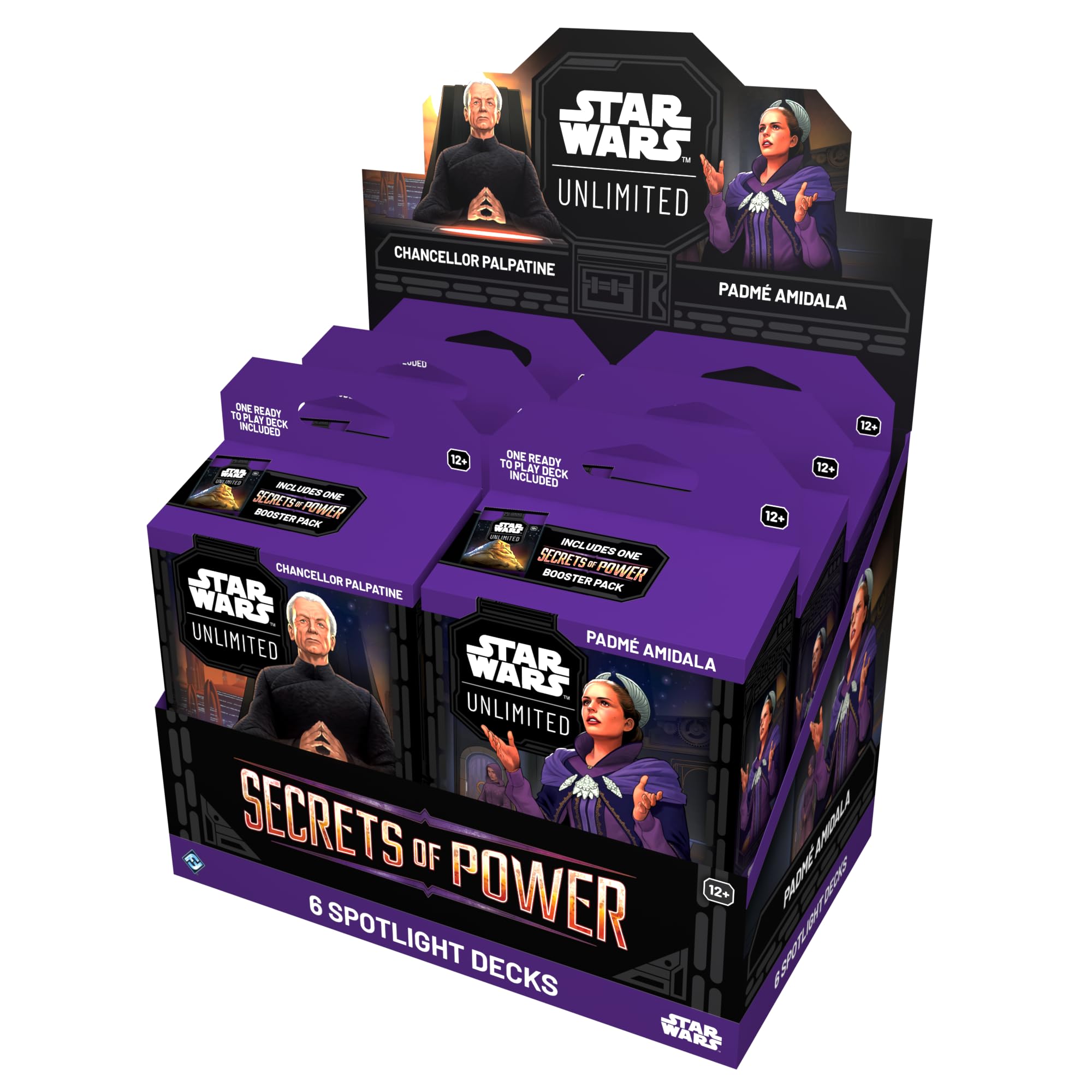 Asmodee Star Wars: Unlimited TCG Secrets of Power Spotlight Deck Display | 6 Decks Included
