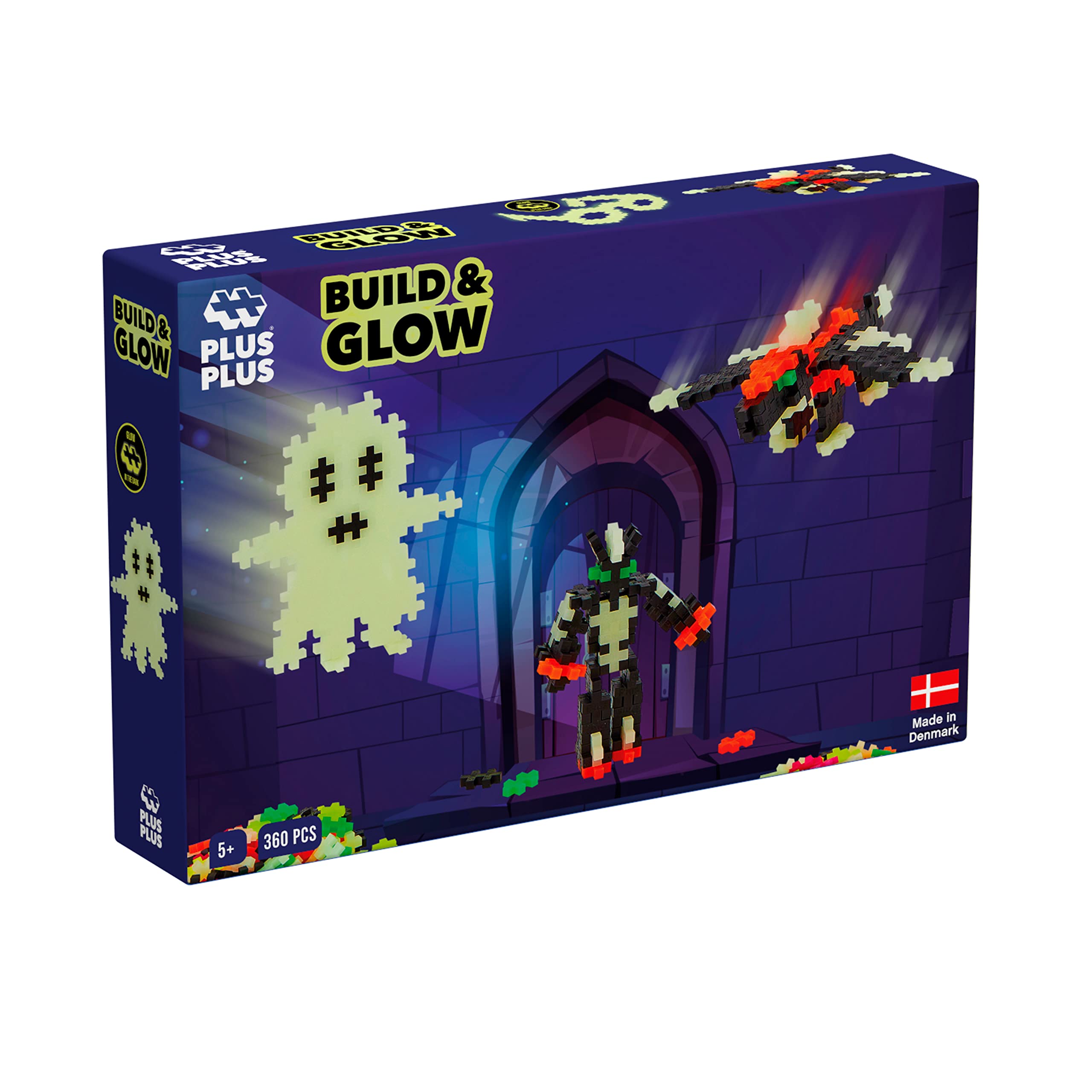 PLUS PLUS Glow in the Dark Building Blocks - 360pc Creative STEM Toy for Kids Age 5+