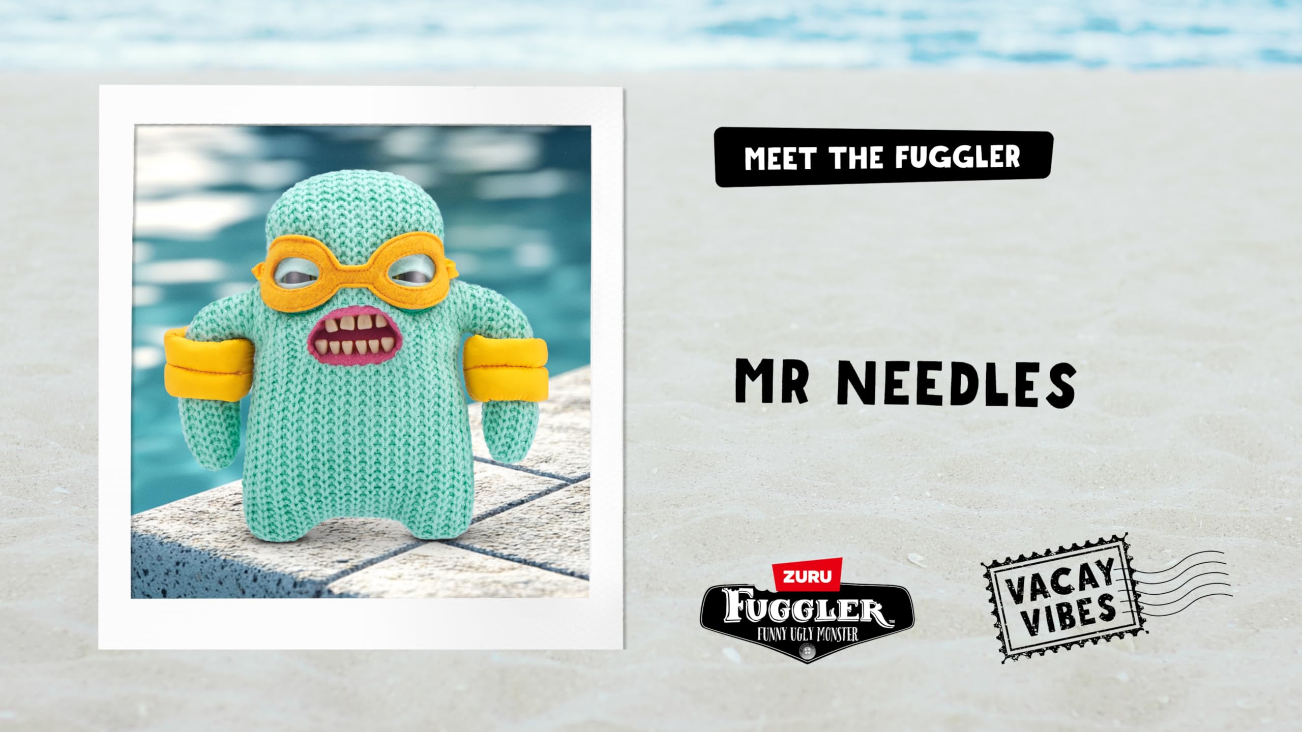 Fuggler Vacay Vibes - Mr Needles Mint Plush Collectible Toy, 9"