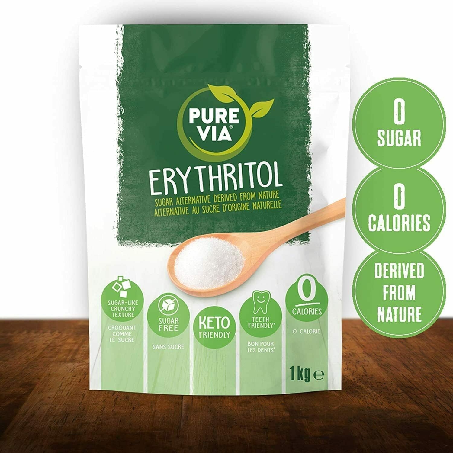 Pure Via Erythrit 1 kg – Kalorienfreies, ketogenes und veganes Zuckerersatzpulver 5