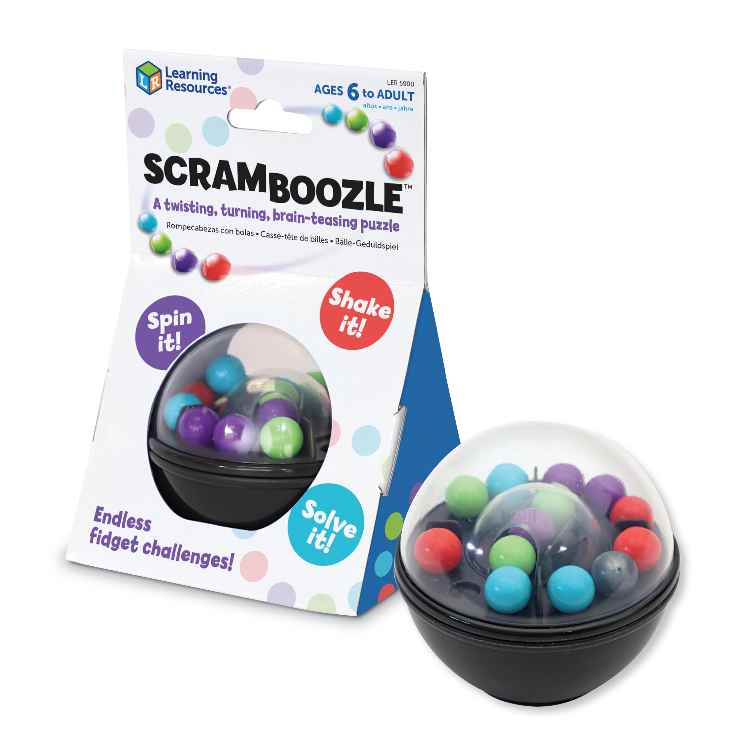 Learning Resources Scramboozle Puzzle Ball - Twist & Turn Marble Challenge Game for Kids 6-10