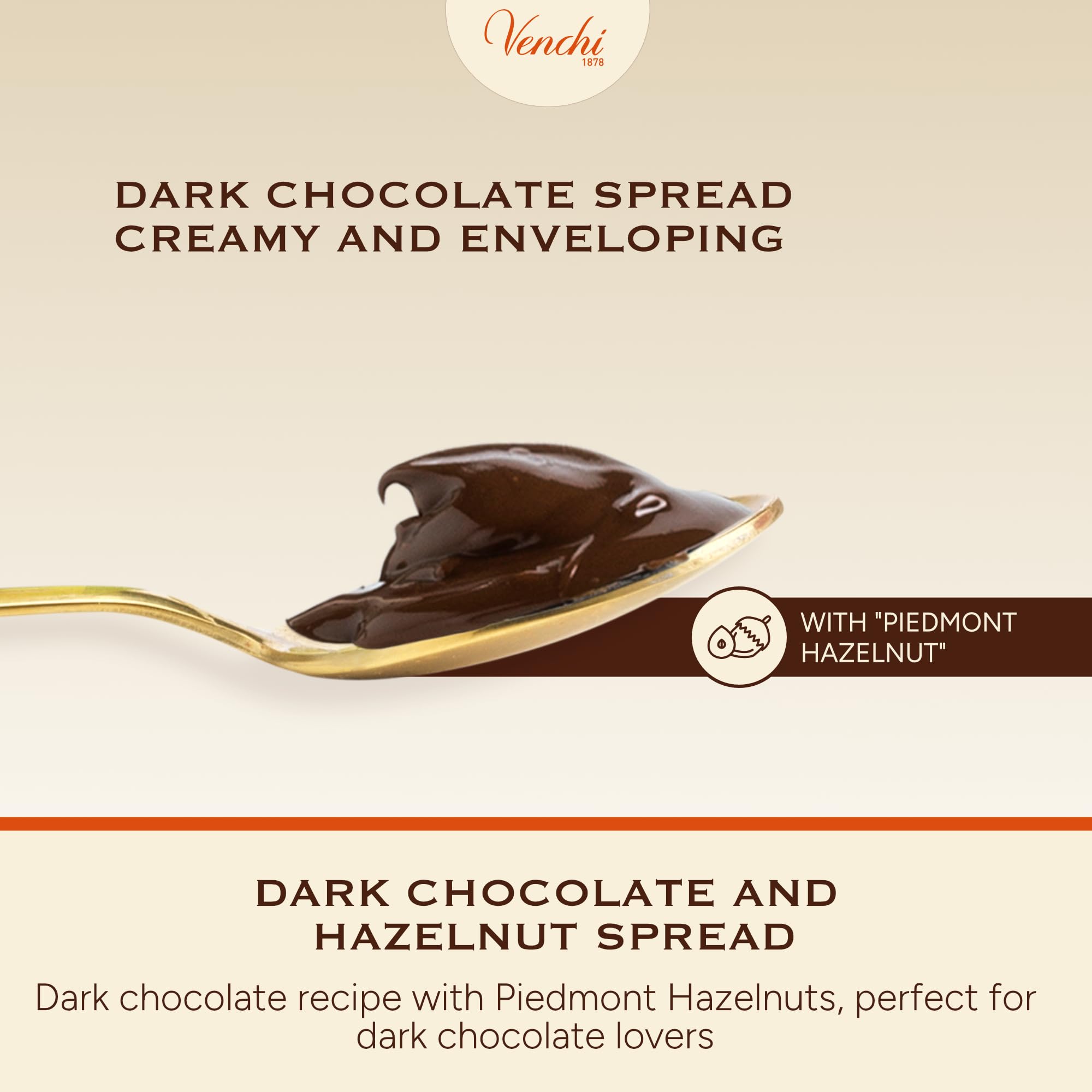 Venchi Dark Chocolate and PGI Piedmont Hazelnut Spread - Gluten Free | 200g 3