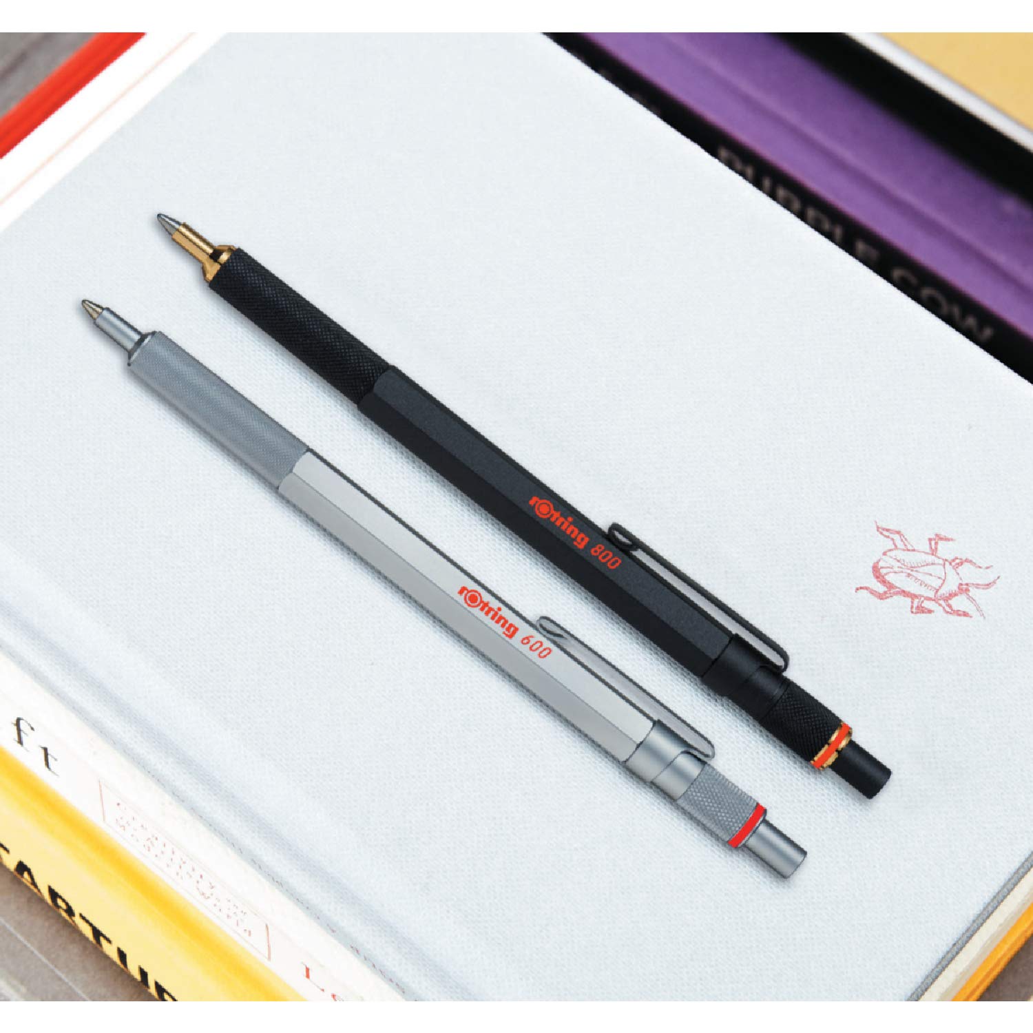 rOtring 600 Retractable Ballpoint Pen - Medium Point Black Ink | Full Metal Body | Silver 2
