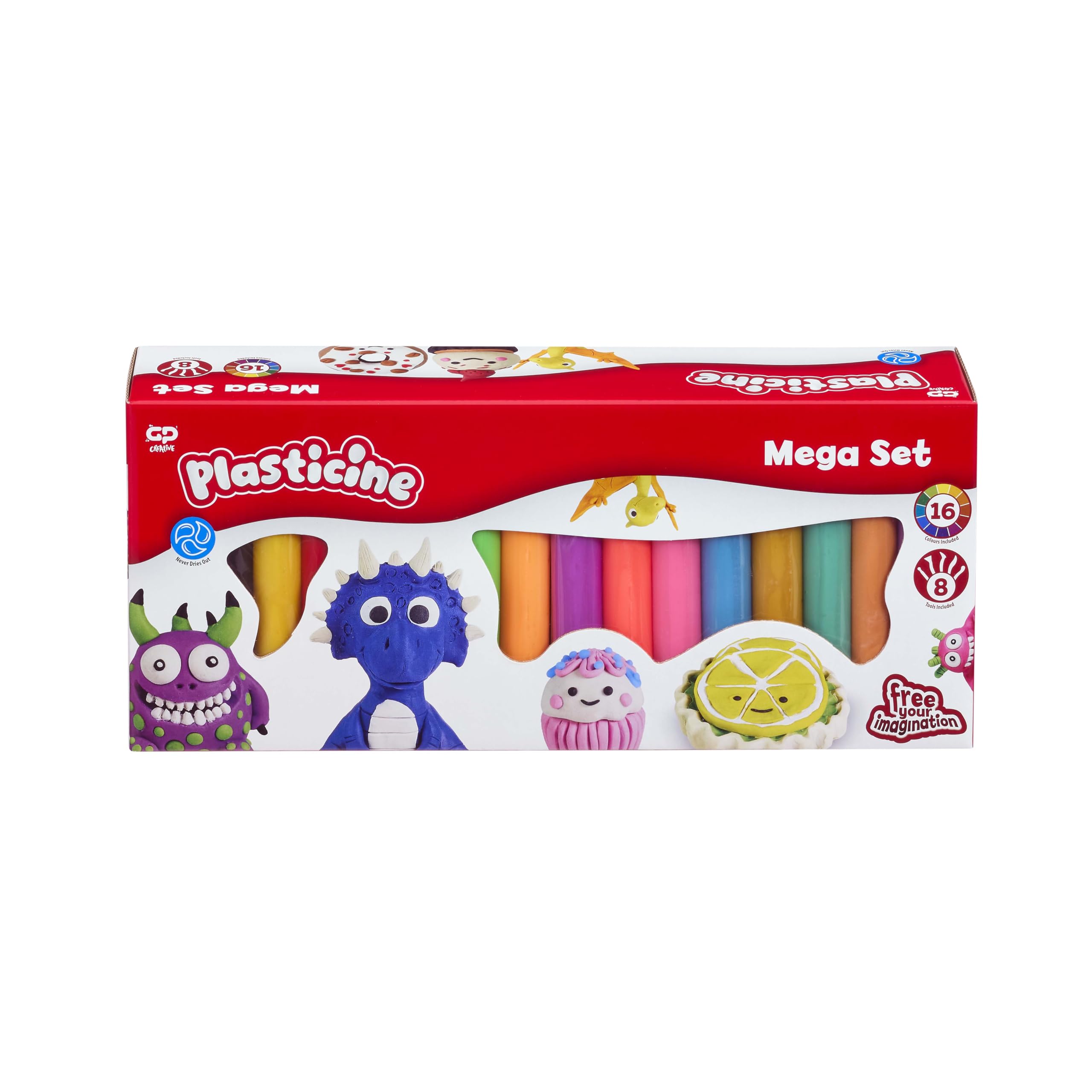 Plasticine Original Modelling Clay - Mega Refill Set with 16 Colours & Tools | Ages 3+ 1