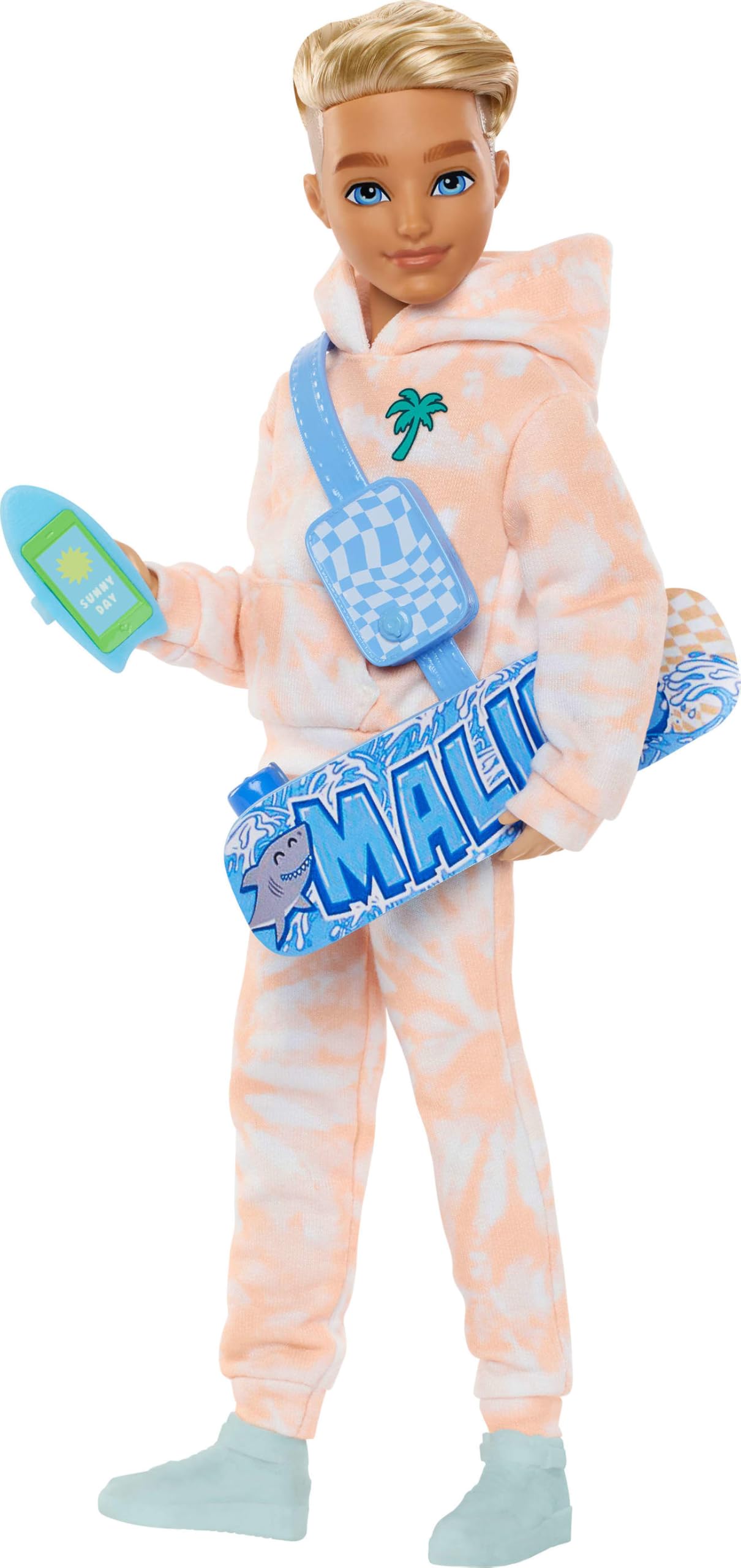 Barbie Dream Besties Doll and Accessories, Ken Posable Fashion Doll with Removable Fashions & Blonde Hair, 9 Summer & Skateboard Themed Pieces, JDD75 1