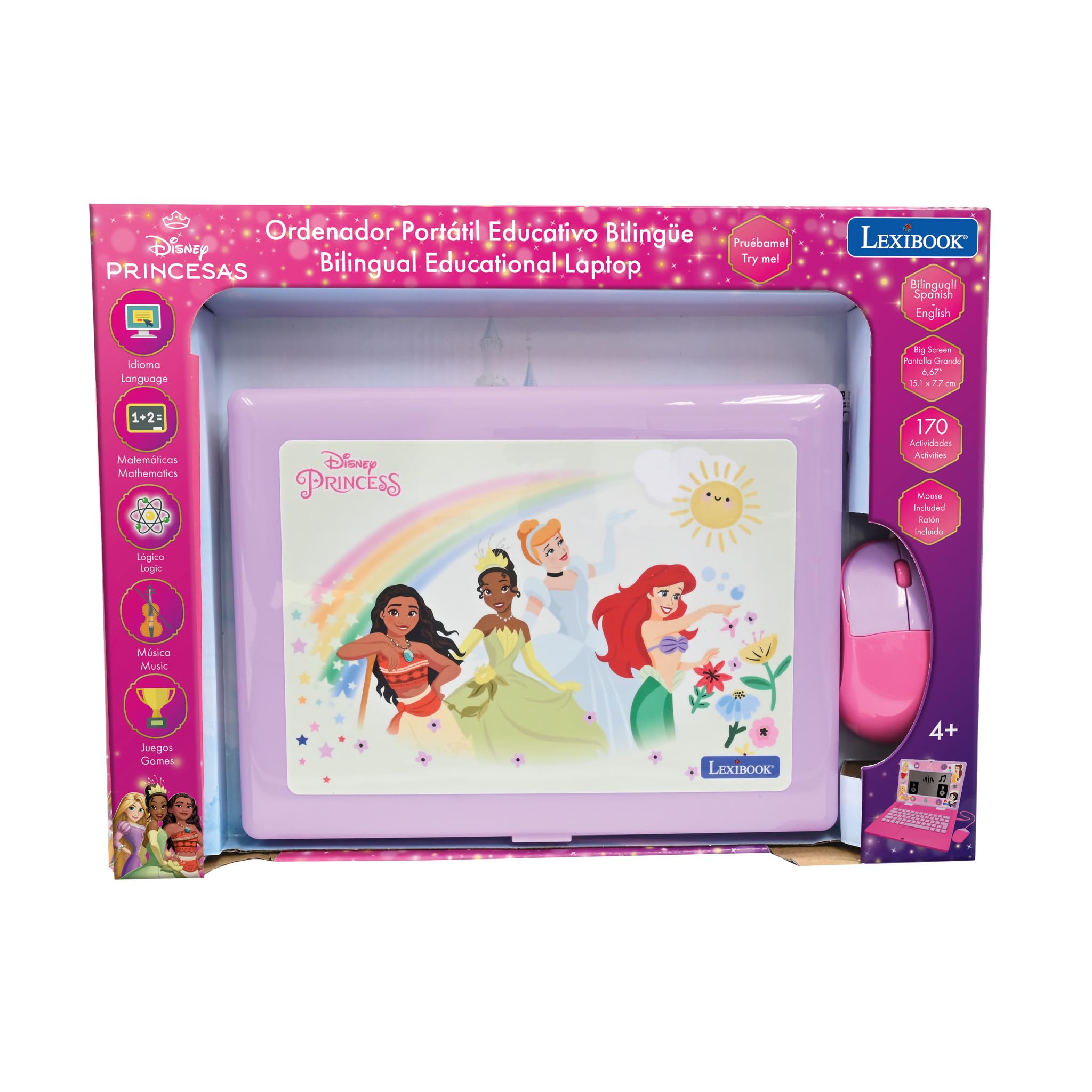 LEXIBOOK Disney Princess Bilingual Educational Laptop - Spanish/English Learning for Kids 3