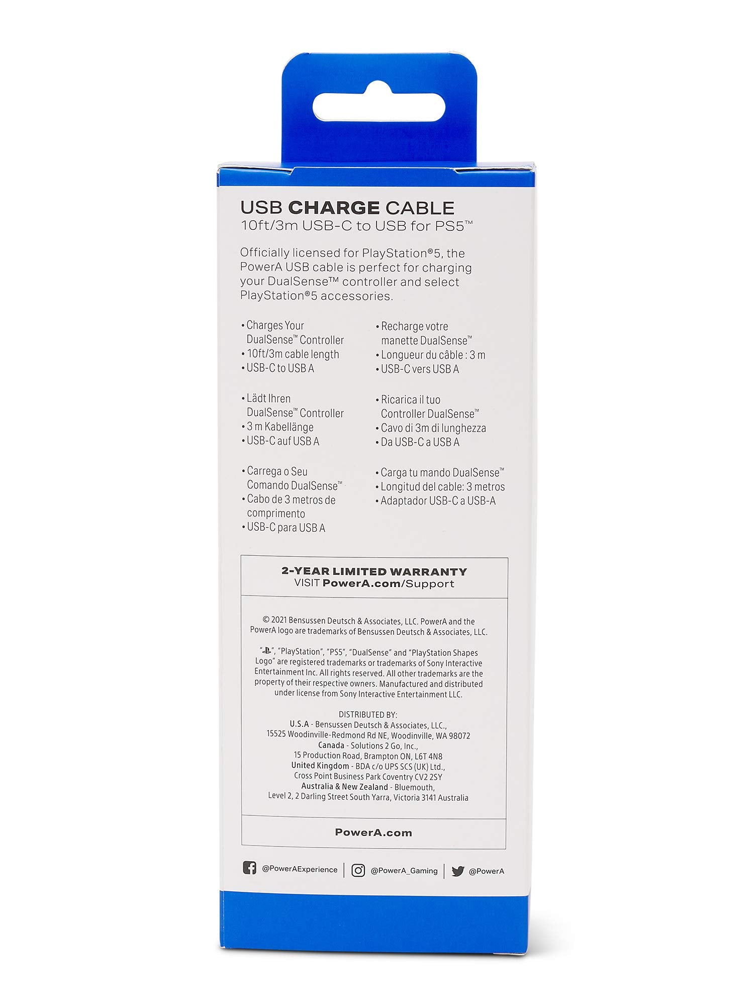 PowerA USB-C Charging Cable for PlayStation 5 DualSense Controller - 10ft with Velcro Strap 6