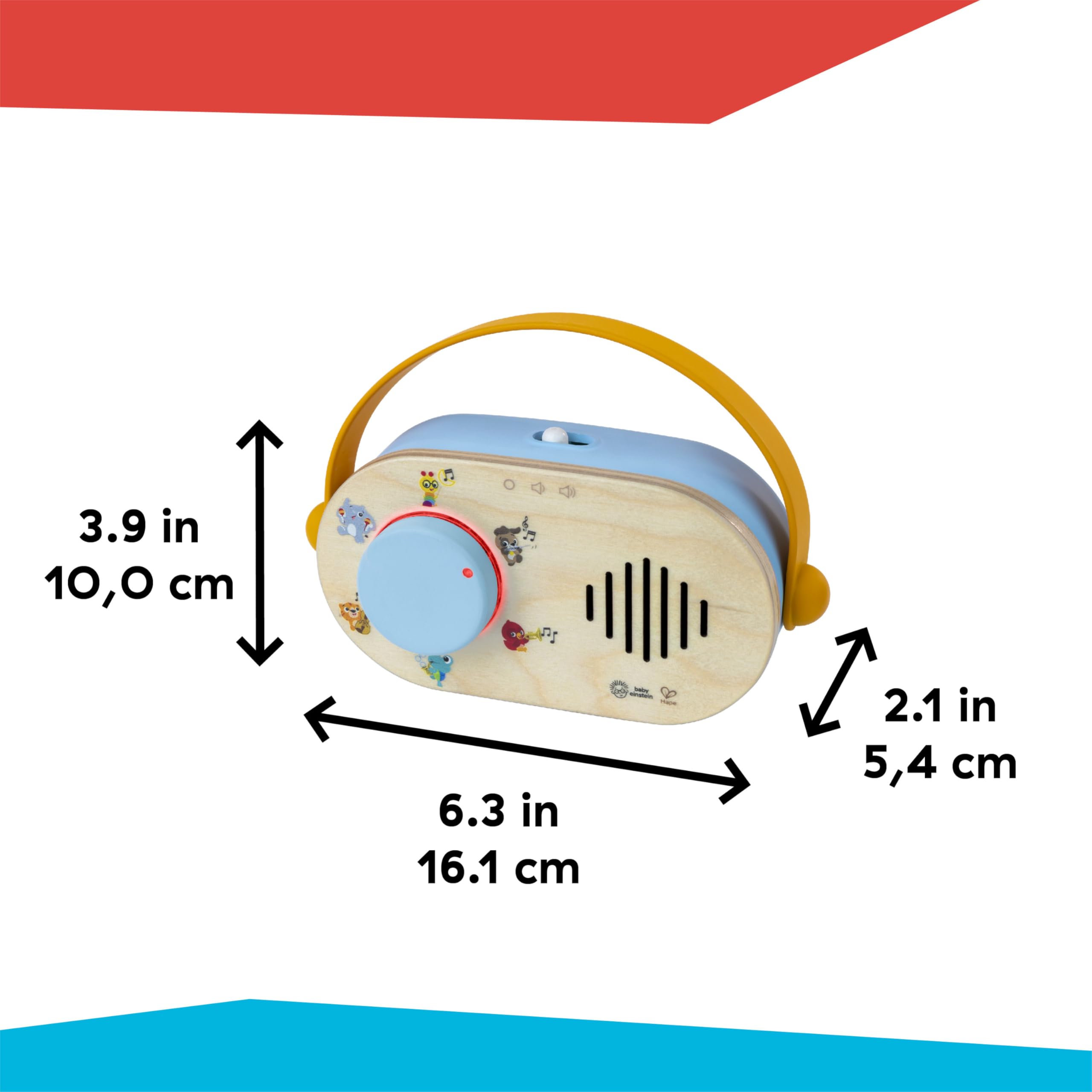 Baby Einstein + Hape Discovery Radio Toy - Musical Light-Up Radio with 30 Melodies & 12 Animal Sounds, Ages 6 Months+