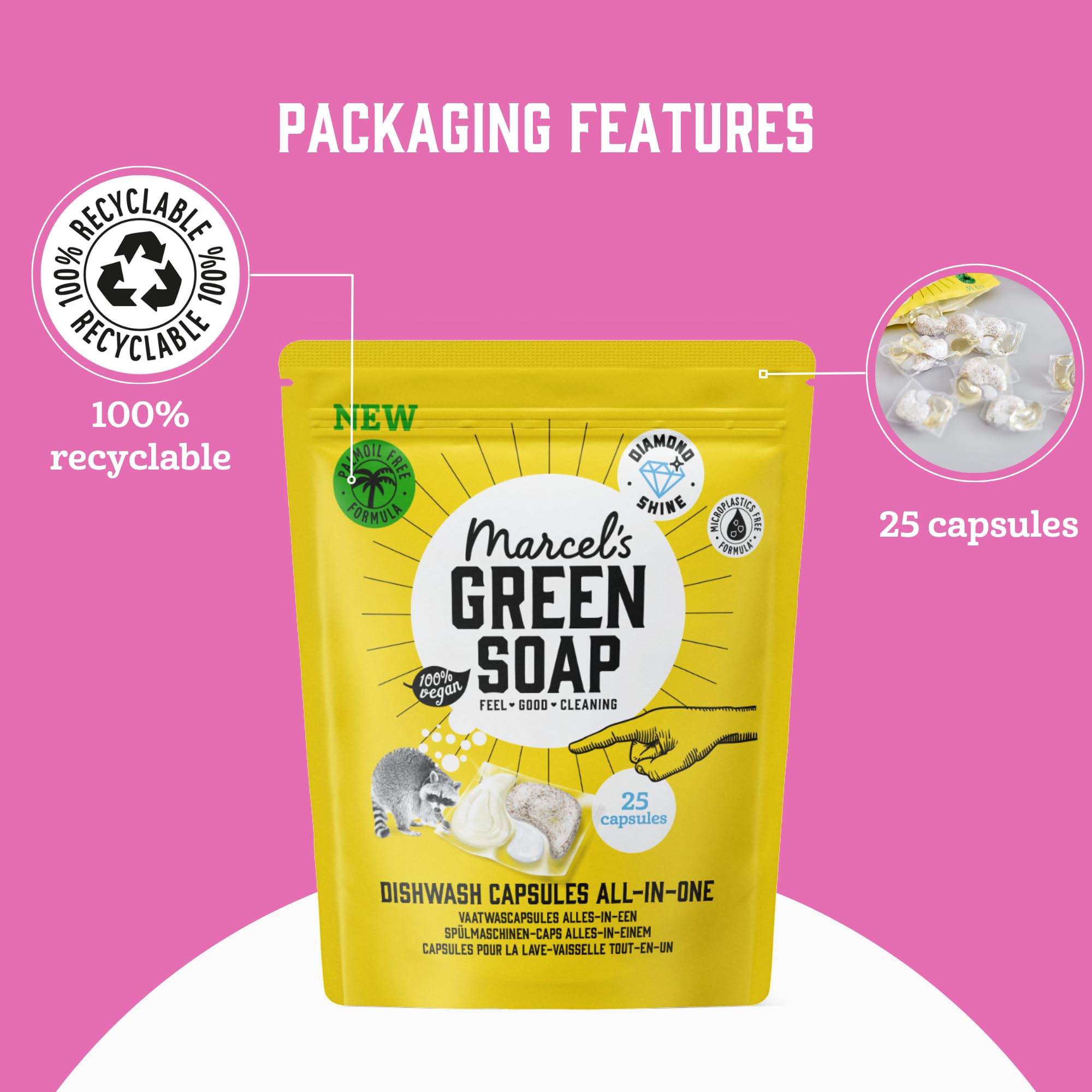 Marcel's Green Soap Dishwasher Capsules - All-in-One 99% Biodegradable Capsules - Grapefruit & Lime - 25 Pack 4