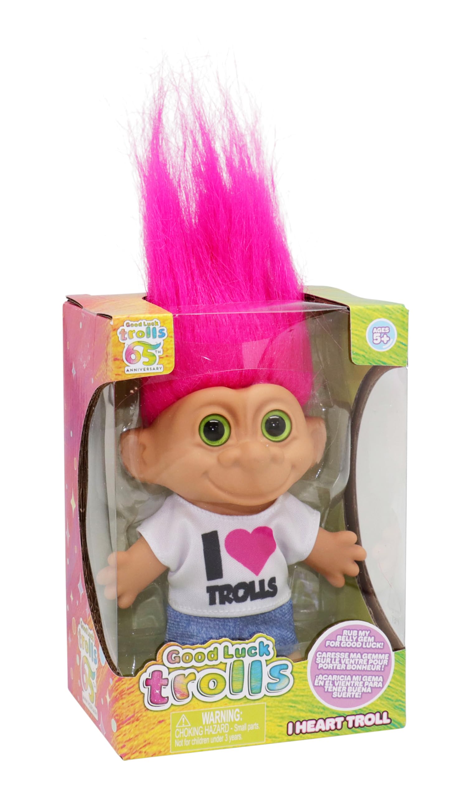 Good Luck Trolls 4" Doll - I Heart Troll, 80's Glam Fusion, Retro Rainbow Figure by BANDAI