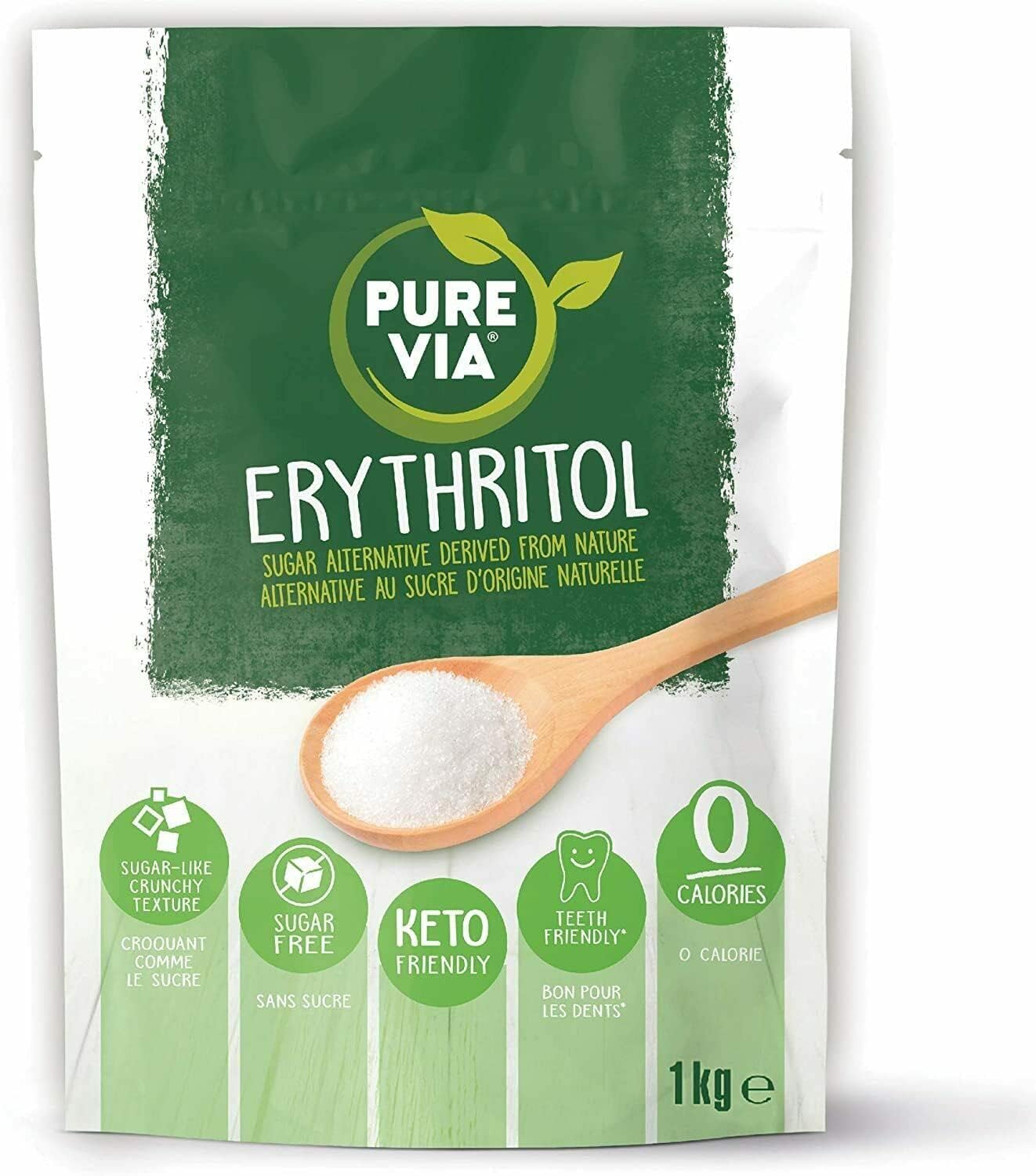 Pure Via Erythritol 1kg – Zero Calorie, Keto & Vegan Sugar Alternative Powder